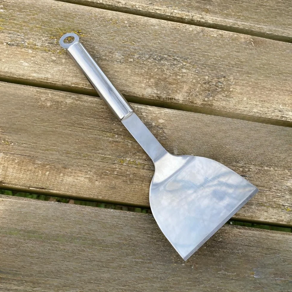 Spatule Inox Manche Ergonomique pour Plancha Barbecue Ustensile Cuisine Résistant