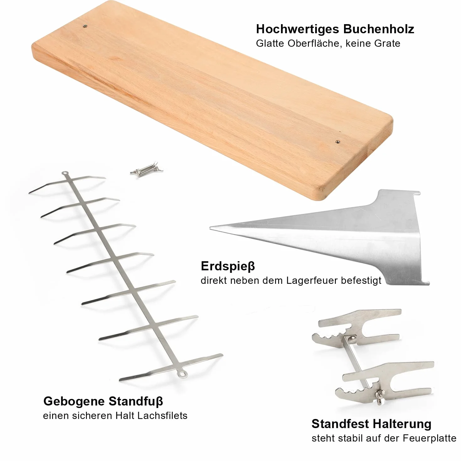 Planches à Saumon flammé Lot de 2 avec Support Acier Inoxydable 5 Niveaux réglables Saumon 2,5 kg Barbecue