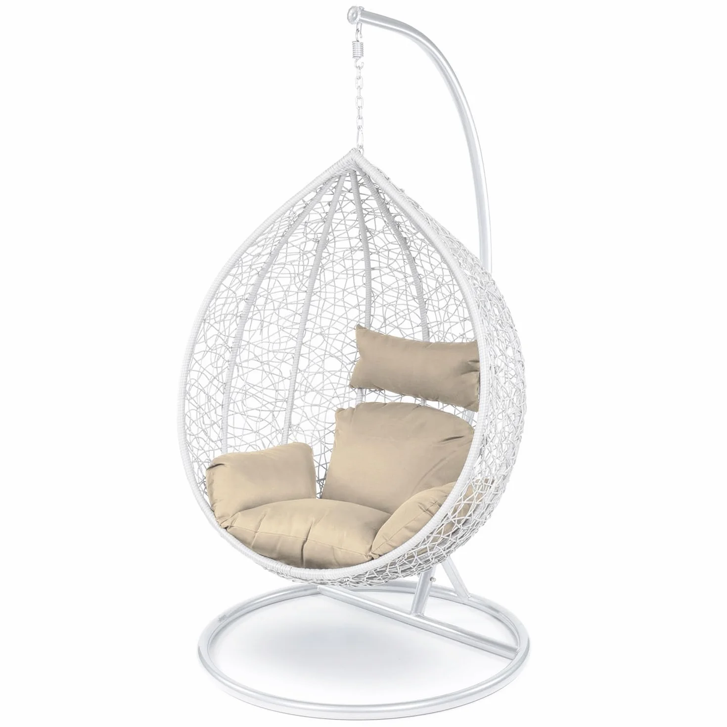 Ferocity Hamac Chaise Coussins Imperméable Siège Rembourrage Patio Jardin Balançoire Panier Suspendu Beige