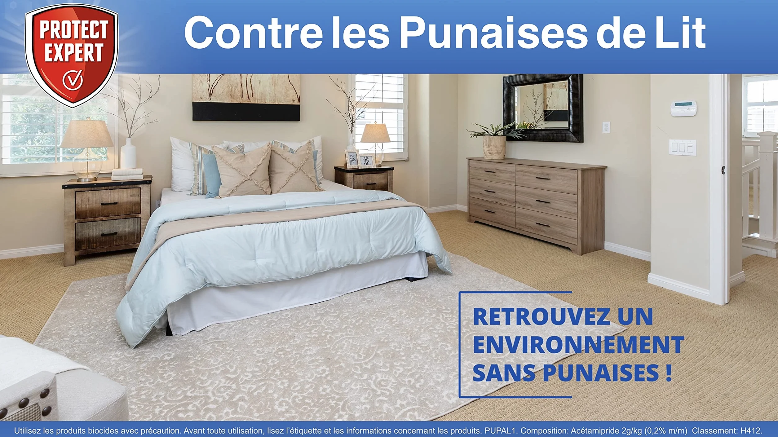 PROTECT EXPERT Anti Punaises De Lits & Acariens 1L - Élimine Larves et Adultes - Efficacité Longue Durée