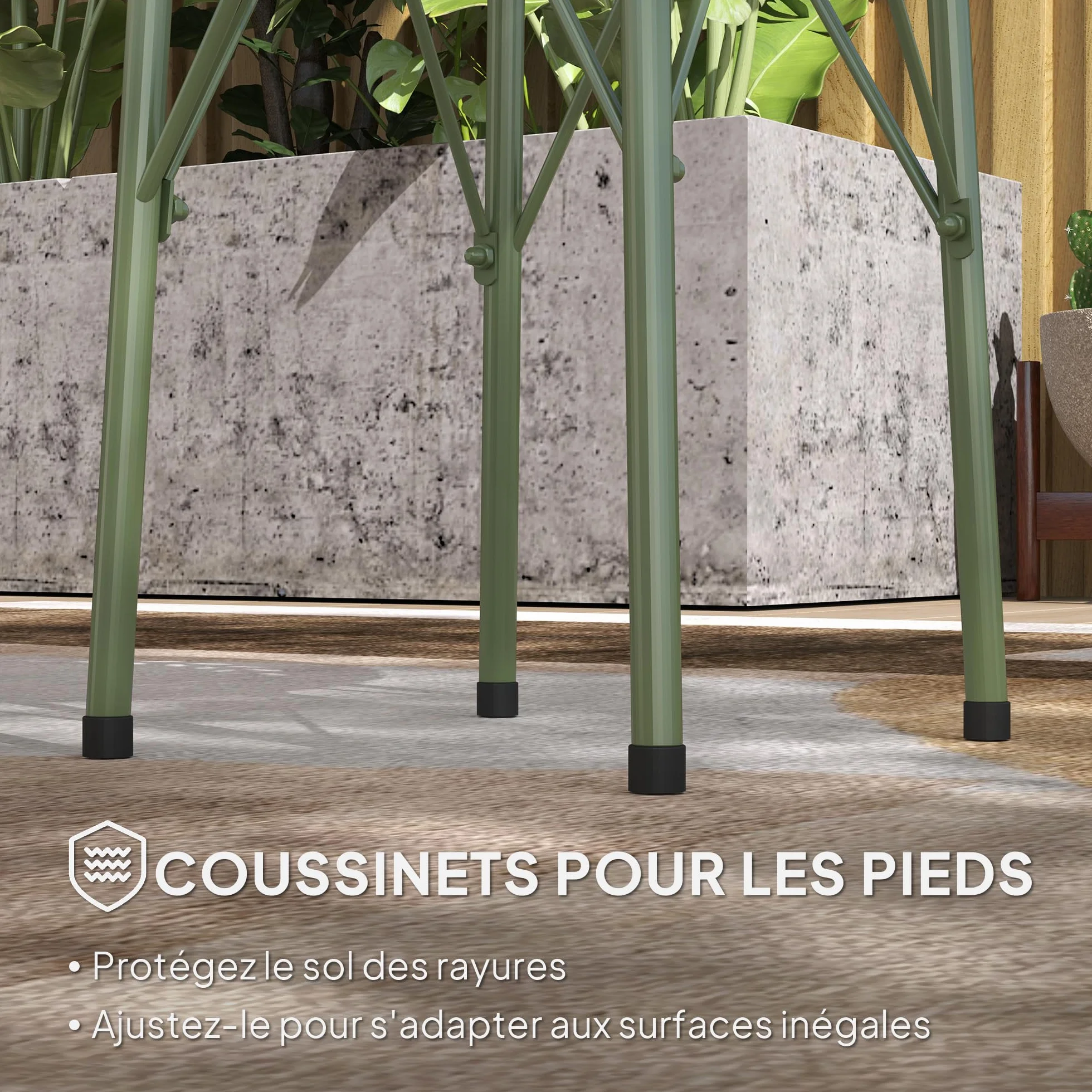 Outsunny Petite Table d'appoint Ronde de Jardin en Acier Vert avec découpe Fleur Feuilles