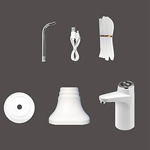 Distributeur d'eau électrique avec base, distributeur d'eau rechargeable par USB, pompe à eau automatique portable, distributeur d'eau pour la maison, la cuisine et le bureau (blanc)
