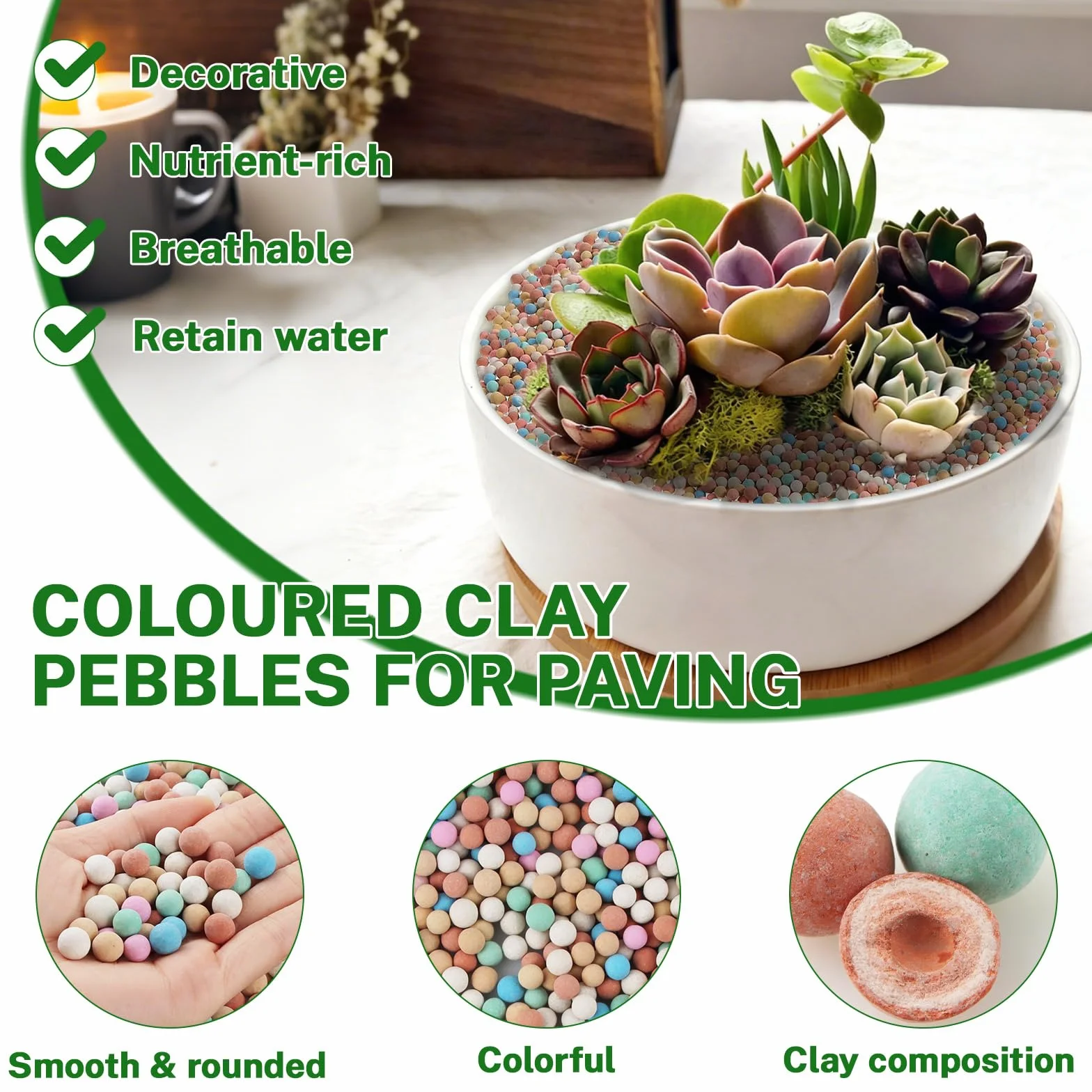 Billes d'argile décoratifs pour plantes intérieur et jardin 900 g (8-10 mm)