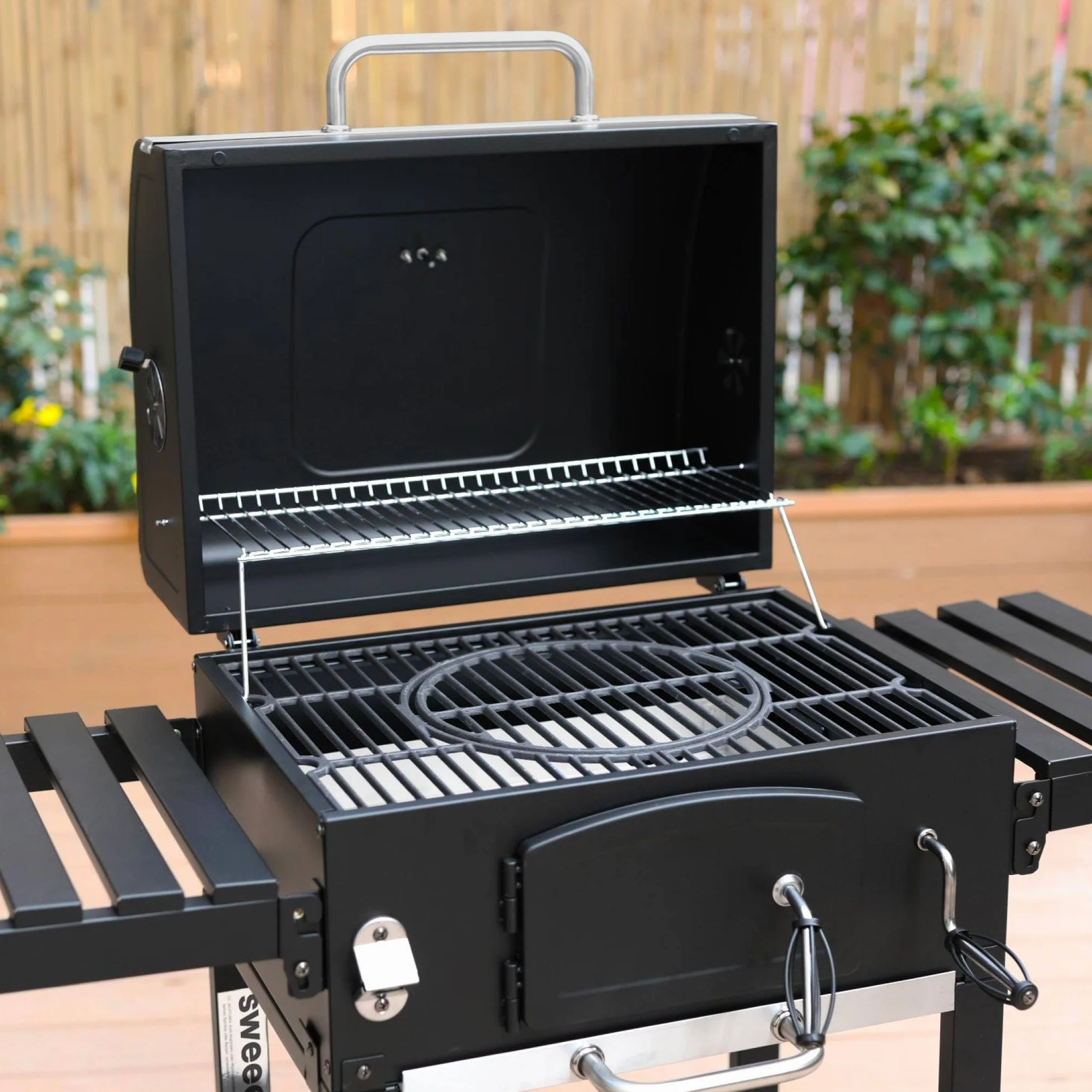 Alice's Garden Barbecue Grill Charbon de Bois Bernard Noir Fumoir avec Récupérateur de Cendres