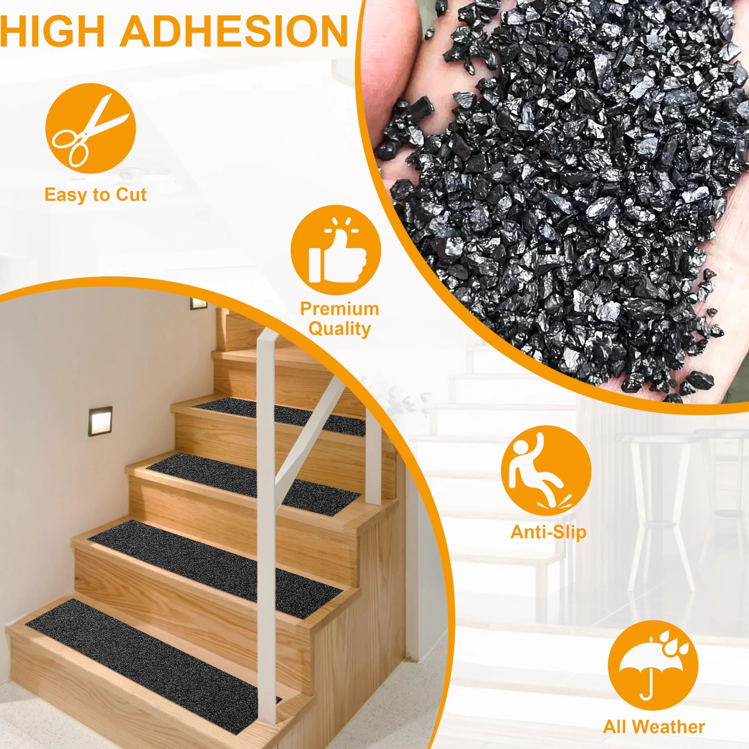 Bande Antidérapante Adhésive 15cm x 5m Bande Sécurité Antidérapant Imperméable Découpable Ruban Antidérapante Adhésive pour Escaliers, Marchepieds, Rampes, Extérieur et Intérieur Noir