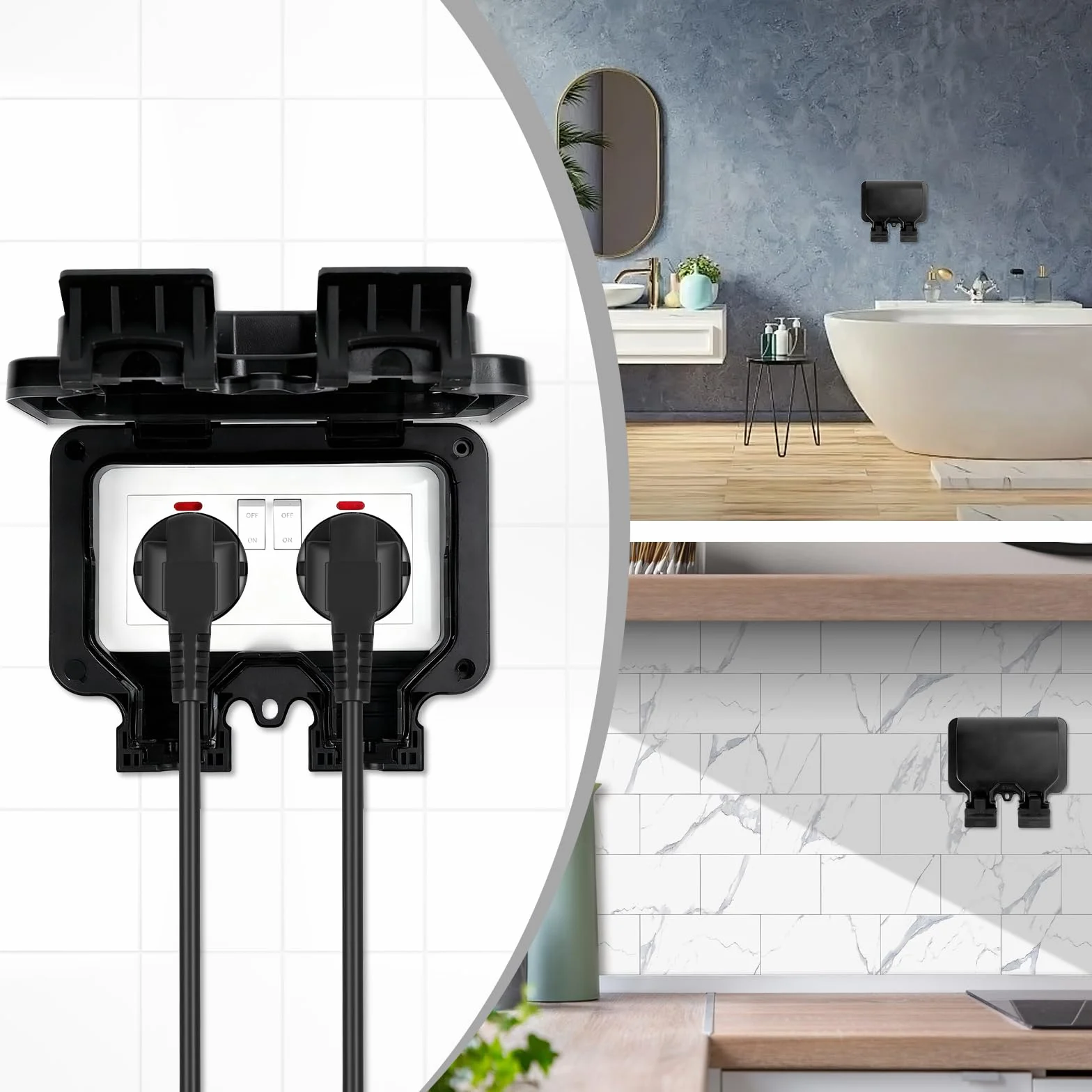 Prise Exterieure Etanche IP66 avec Interrupteur et Voyant Lumineux, Prise Etanche Exterieur en Saillie pour le Jardin, Espaces Extérieurs et Garage