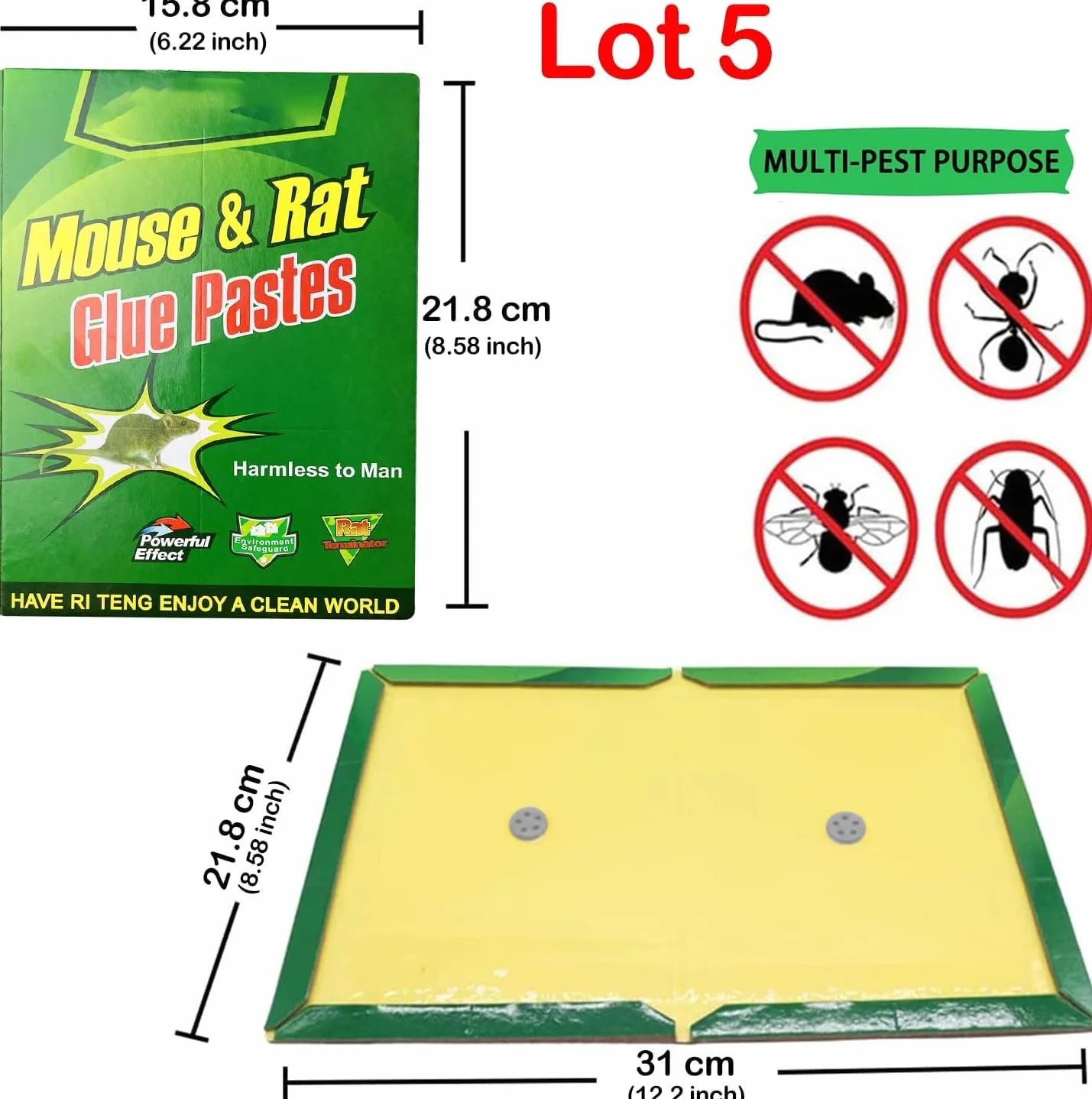 Piege a Souris Colle Anti Souris Plaques Collantes Anti Rat 5pcs
