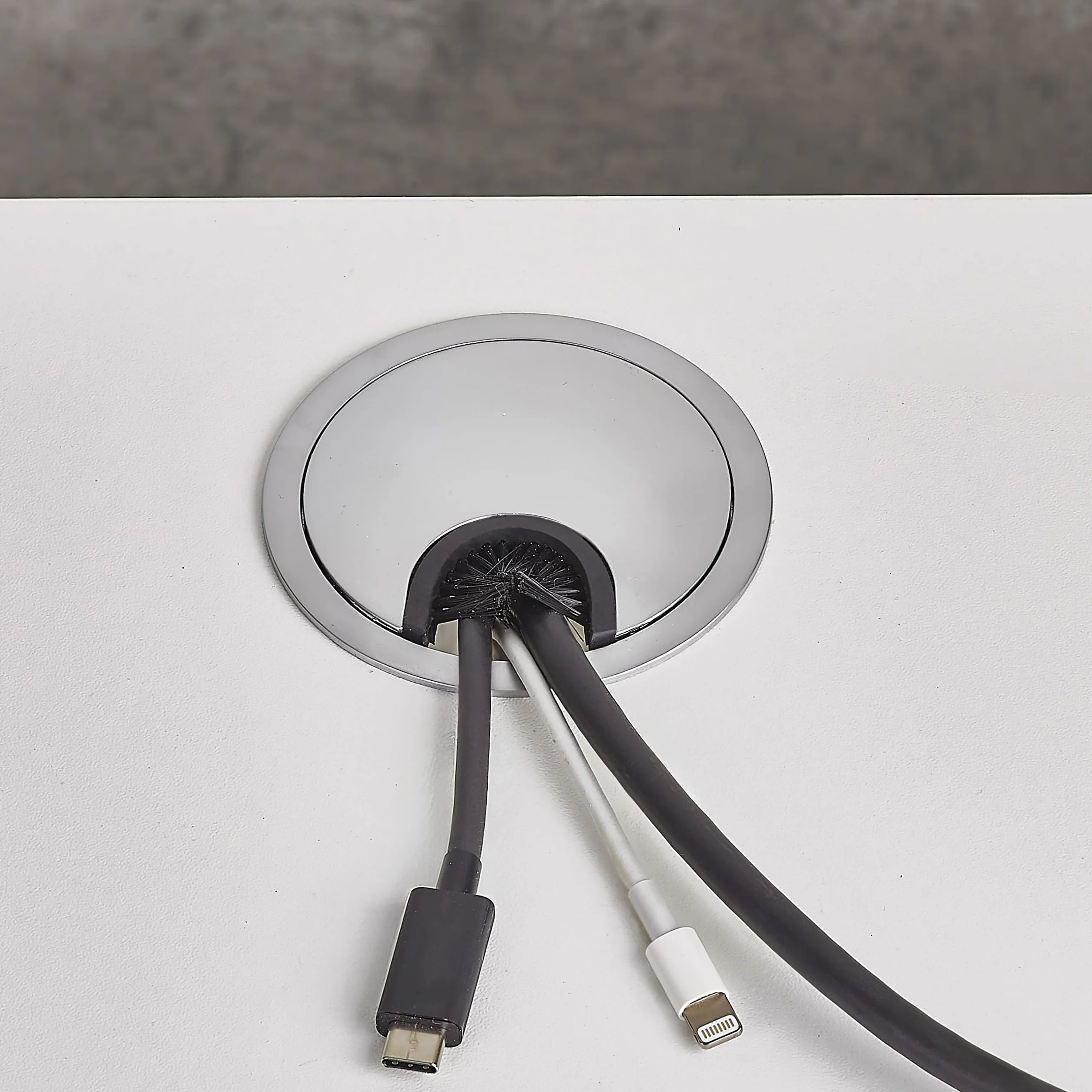 SOTECH 2 pièces Passages de câbles en métal chromé mat Dimension de perçage Ø 60 mm Bureau avec joint anti-poussière