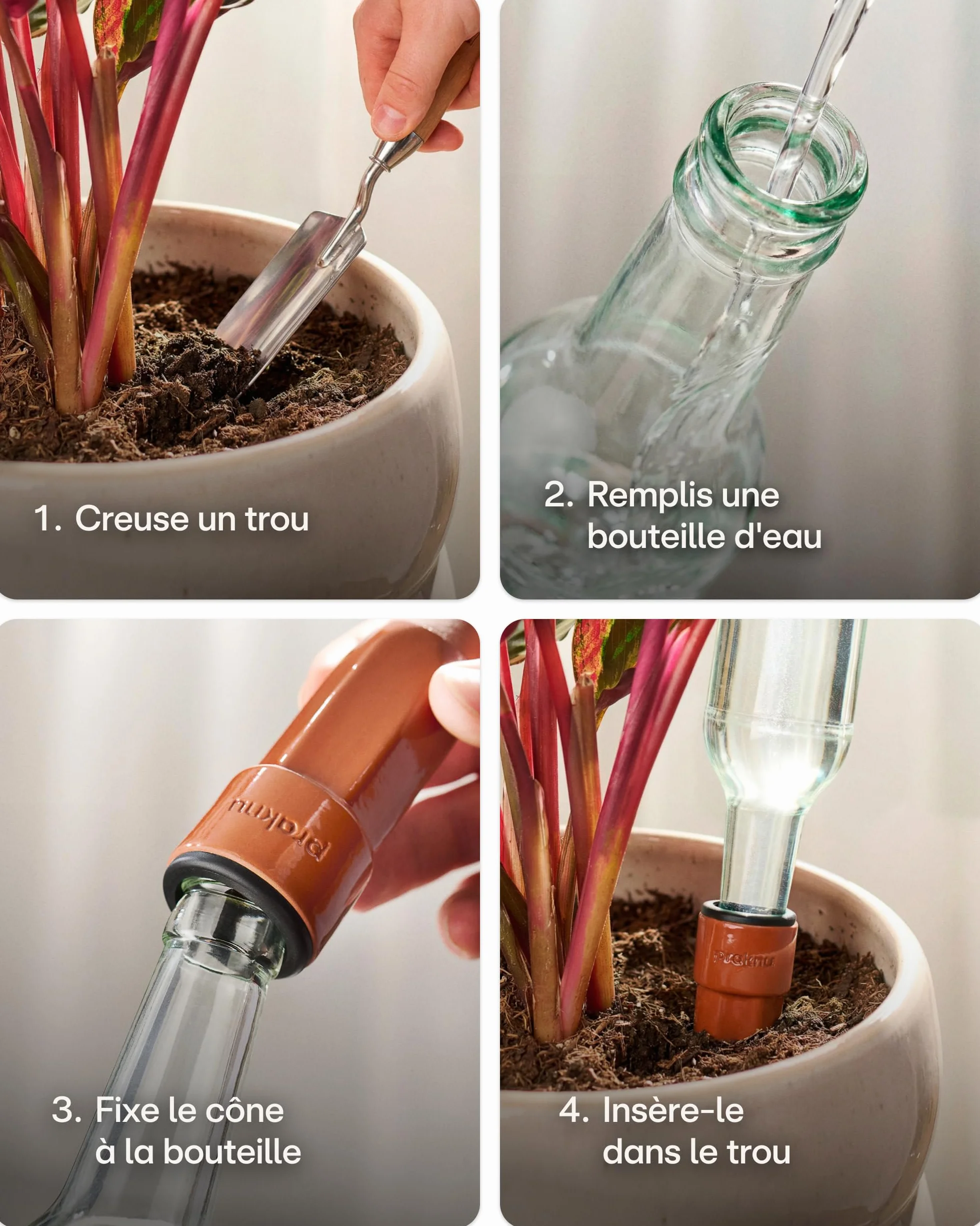 Oyas à Planter en Terre Cuite Petit – Arrosage Automatique Jusqu’à 10 Jours – Étanche avec Adaptateur PET – Distributeur d’Eau pour Vacances
