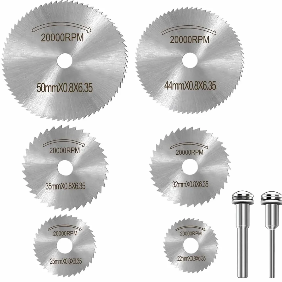8 Pièces Disques de Coupe pour Dremel, HSS lames de scie outil rotatif, (Acier de nitruration) circulaire Disques de lame de scie, Lame Mini Scie Circulaire pour Couper Bois, Plastique et Métal