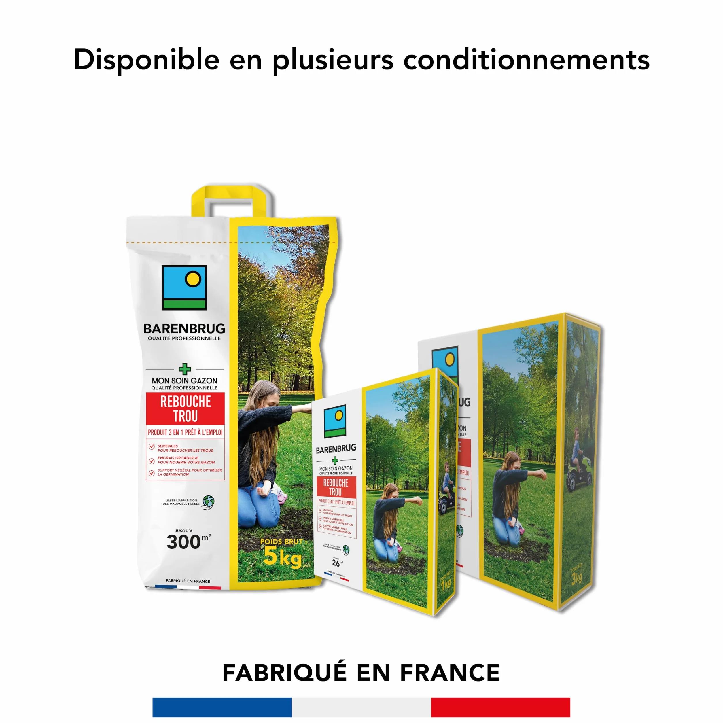 BARENBRUG Soin Rebouche Trou 3-en-1 Engrais Organique Gazon 1KG