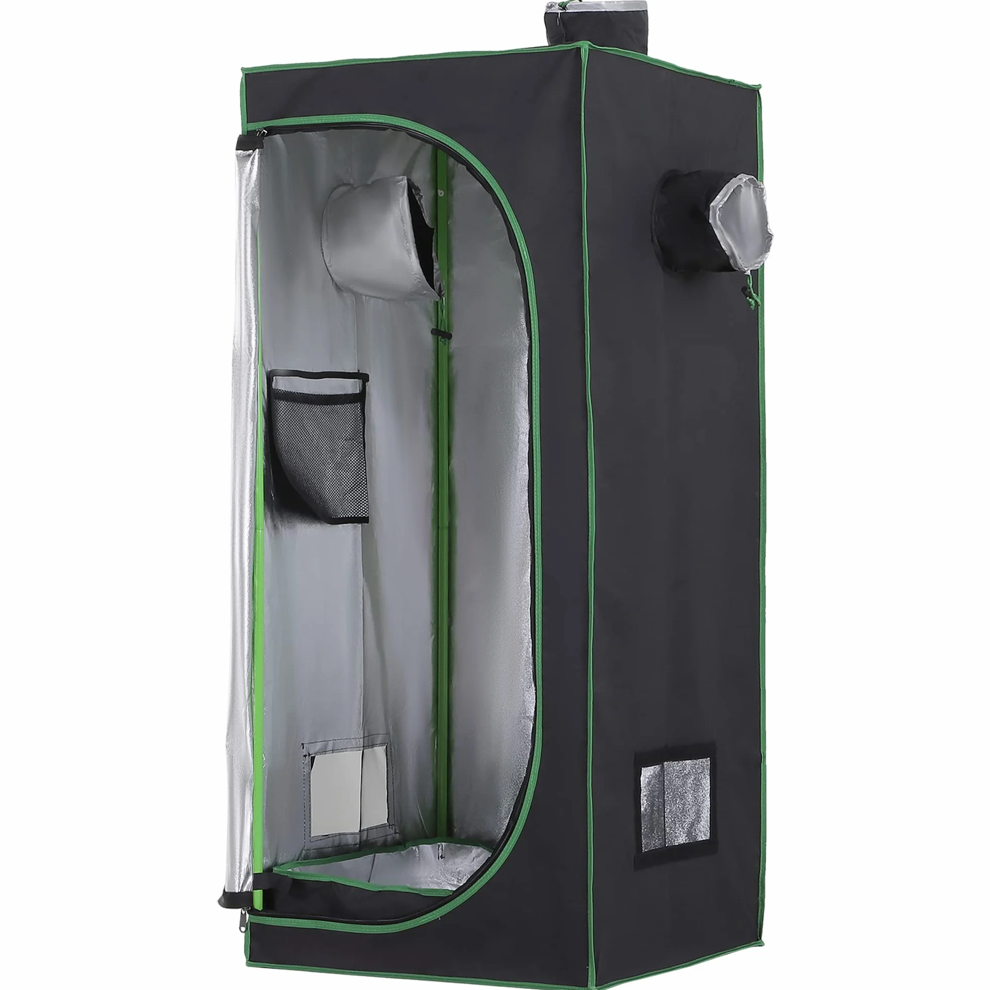 Outsunny Serre Hydroponique Oxford 600D 60x60x140 cm Noir avec 3 Prises d'Air Réglables