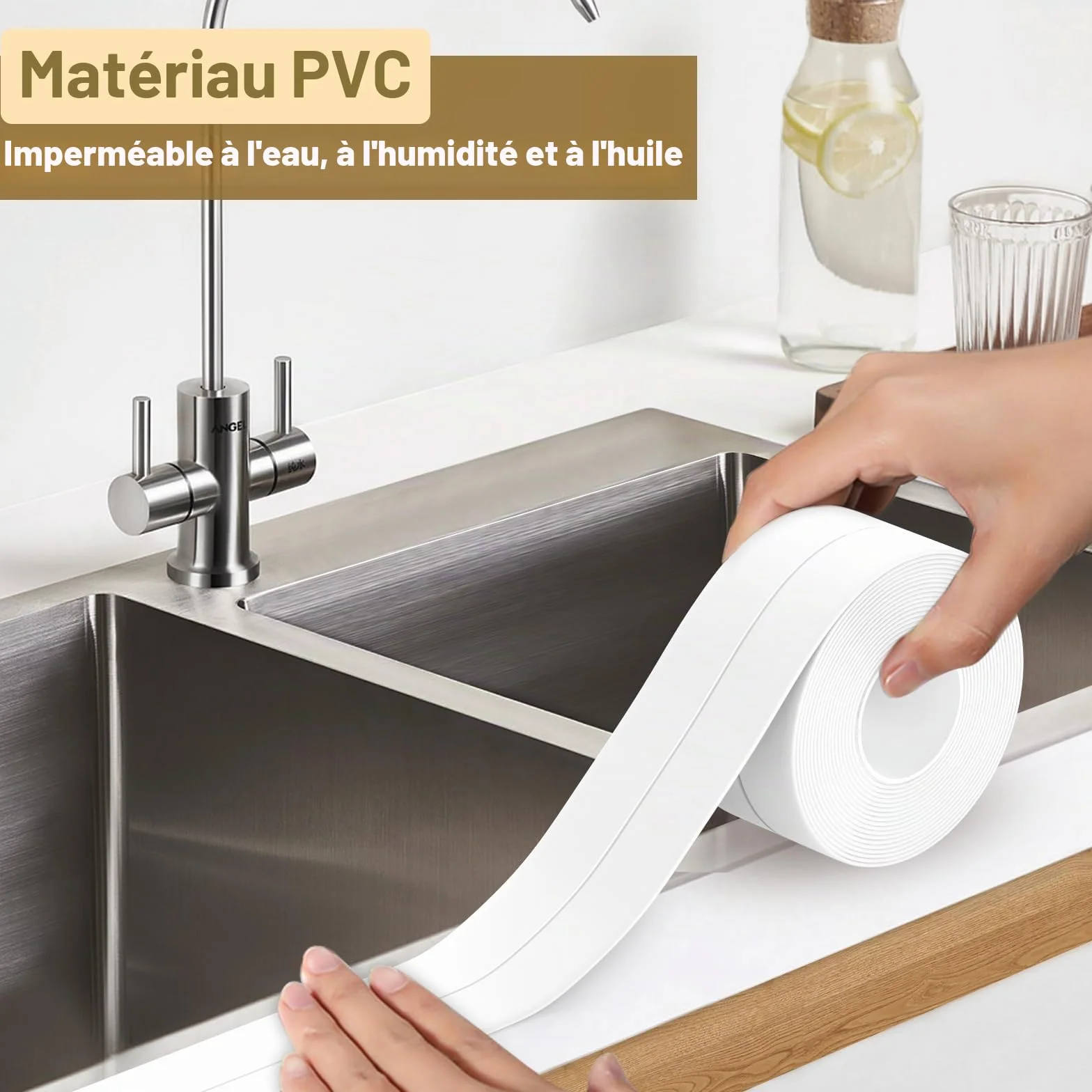 Fixmend Joint Salle de Bain, 2 Rouleaux Silicone Blanc Ruban Auto-Adhésif, Joint Baignoire - Bande d'Étanchéité pour Salle de Bain, Cuisine et Bien Plus (320 * 3,8 Cm)