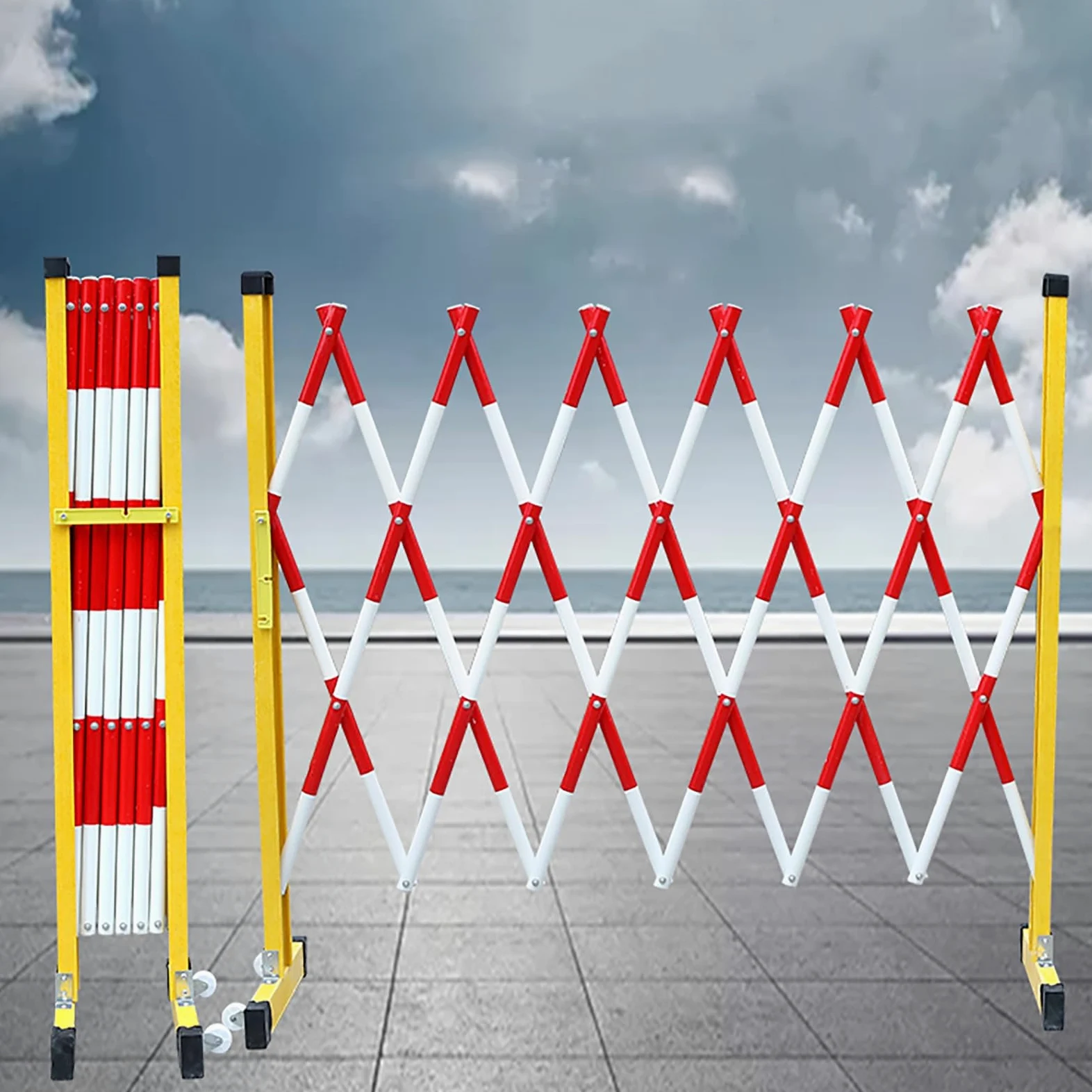 Portail métallique rétractable – Clôture de sécurité Extensible pour la Gestion des foules sur Les Chantiers, Les ascenseurs et Les événements en extérieur – Solution de sécurité Portable