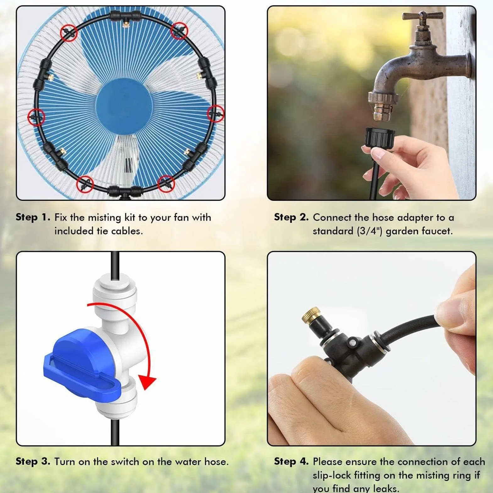 Kit de brumisation pour ventilateur extérieur portable, se connecte à n'importe quel ventilateur patio jardin