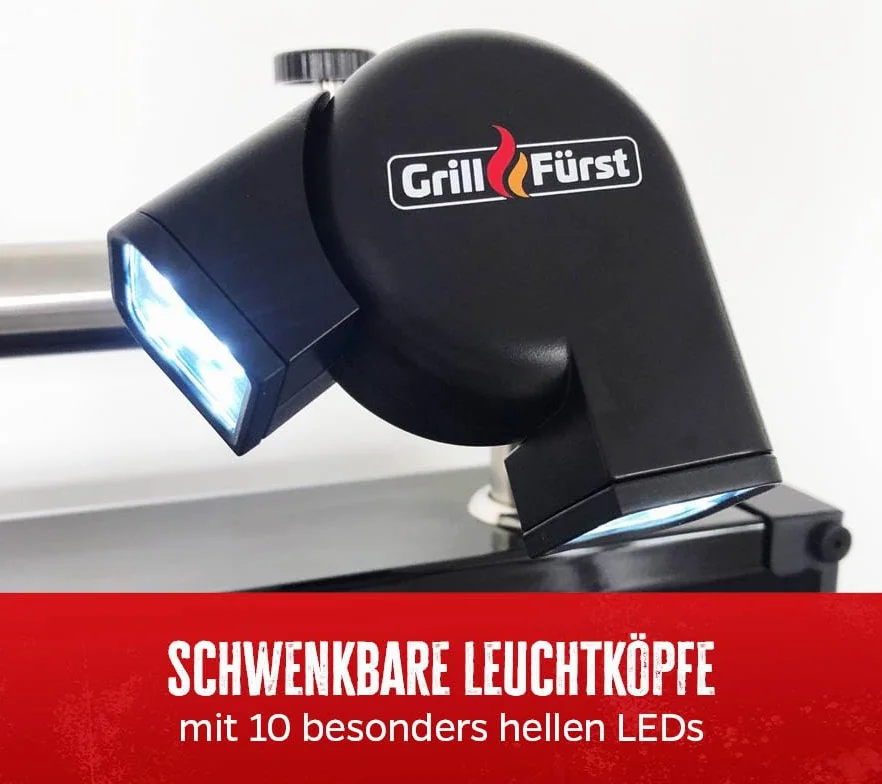 Grillfürst Universal LED Grill Light - Lumière BBQ orientable deux têtes pour grilles gaz