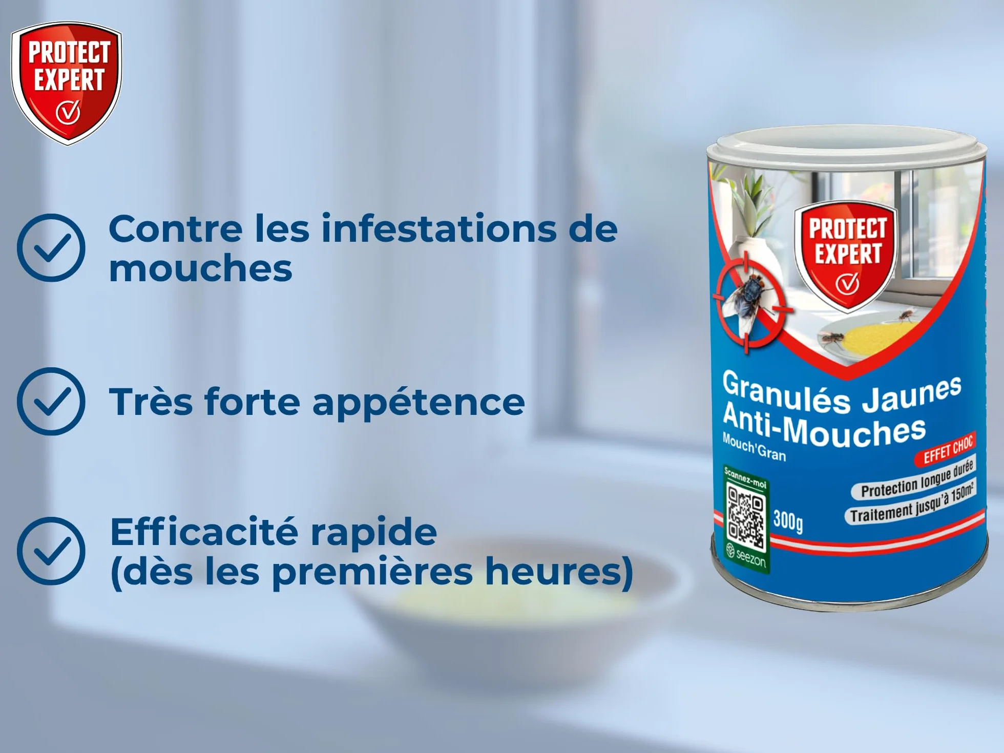 Protect Expert Granulés Anti Mouches 300g - Très Forte Appétence - Efficacité Rapide - Spécial Infestation