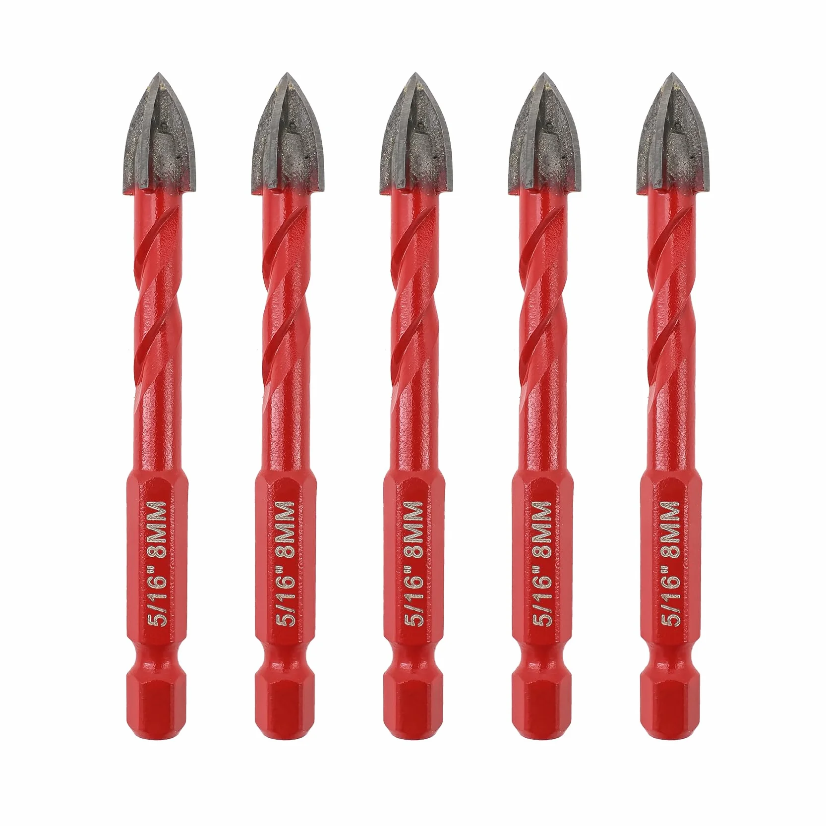 FOCSTOL Set de Foret Sec 5 pièces 8mm Foret au Carbure avec Changement Rapide de Tige Hexagonale