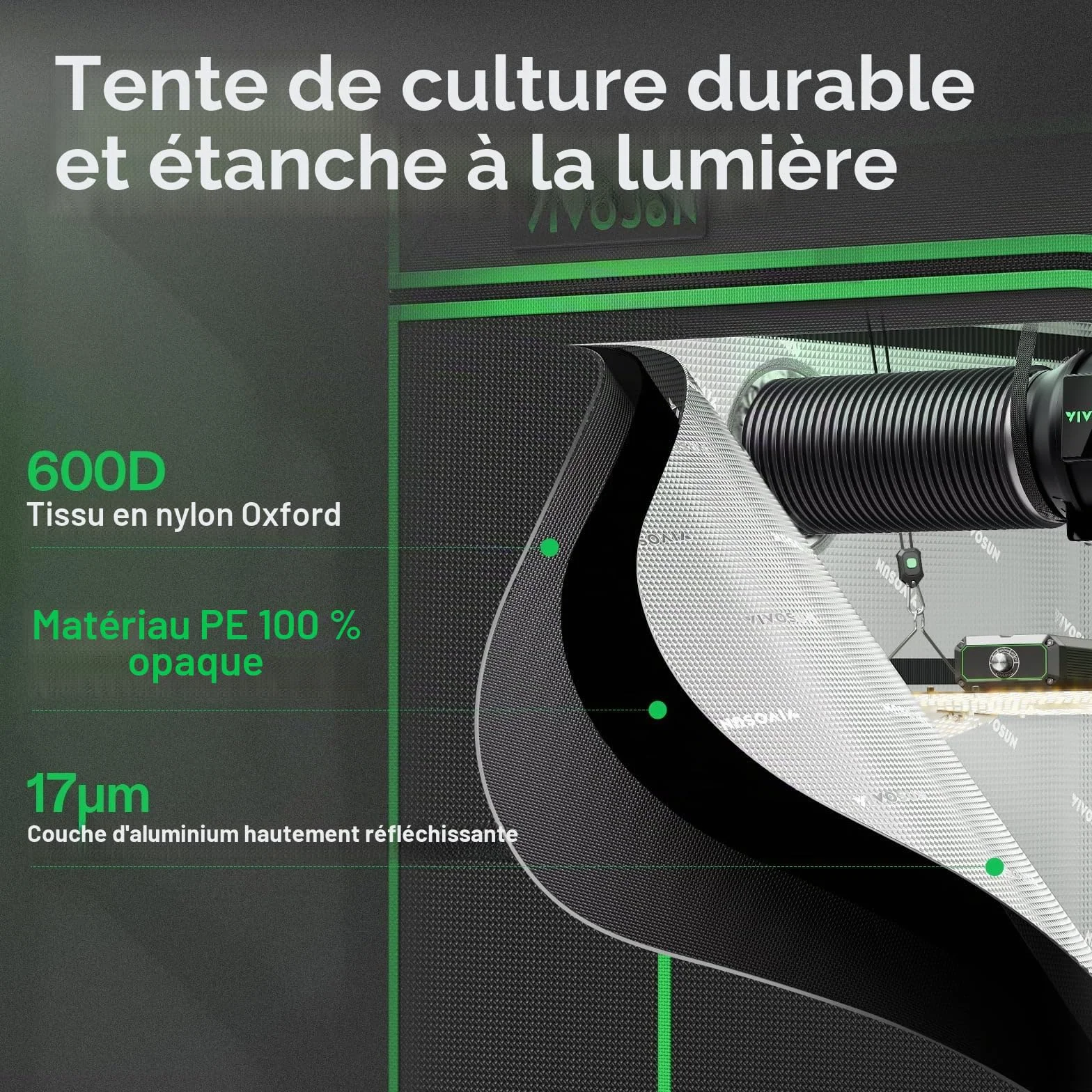 VIVOSUN Kit Complet Tente de Culture 60x60x120cm, Lampe LED Spectre Complet, Ventilation, Contrôleur GrowHub E42A+