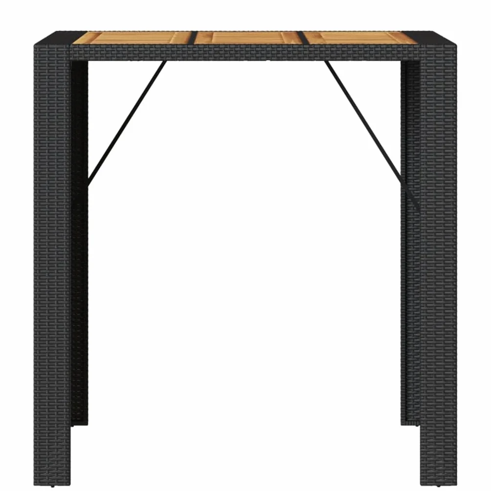 Table de Bar de Jardin en Bois Acacia et Résine Tressée