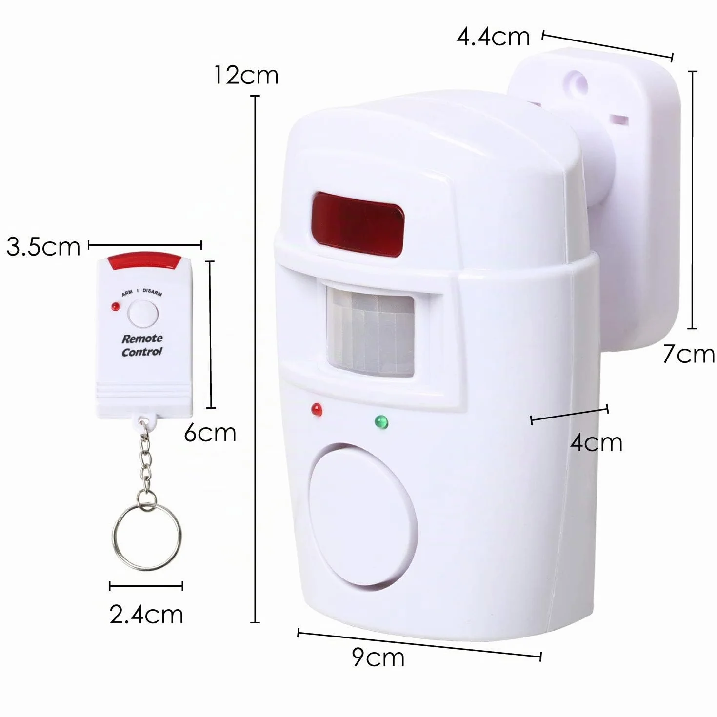 TRIXES Alarme de détection de Mouvement sans Fil pour abri de Jardin - Sécurité à Domicile - Alimenté par Batterie - pour garages d'été, caravanes - Système d'alarme - avec 2 x télécommande