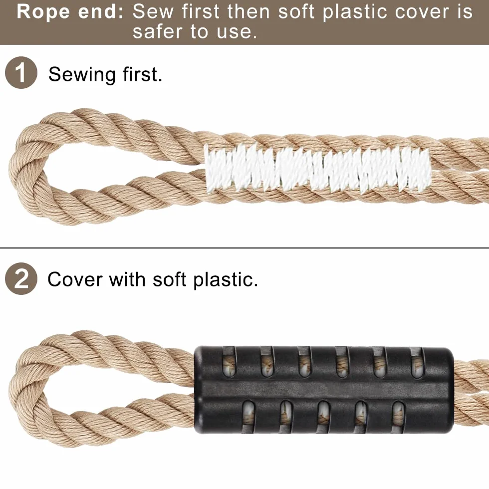 BeneLabel Corde de Hamac 100cm Sangle de Balançoire avec Crochet 400lbs Arbre Suspension Kit Polyester 10mm Blanc Cassé