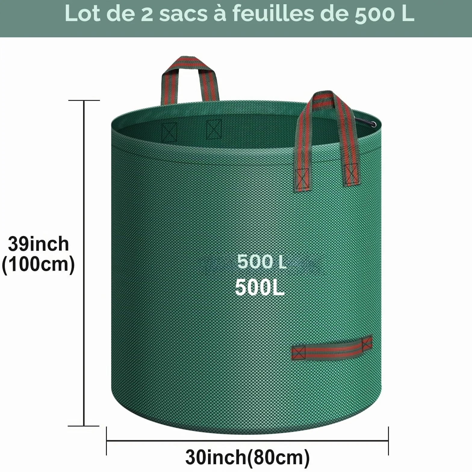 Sac de déchets de jardin réutilisable résistant avec poignée pour recyclage camping débris végétaux