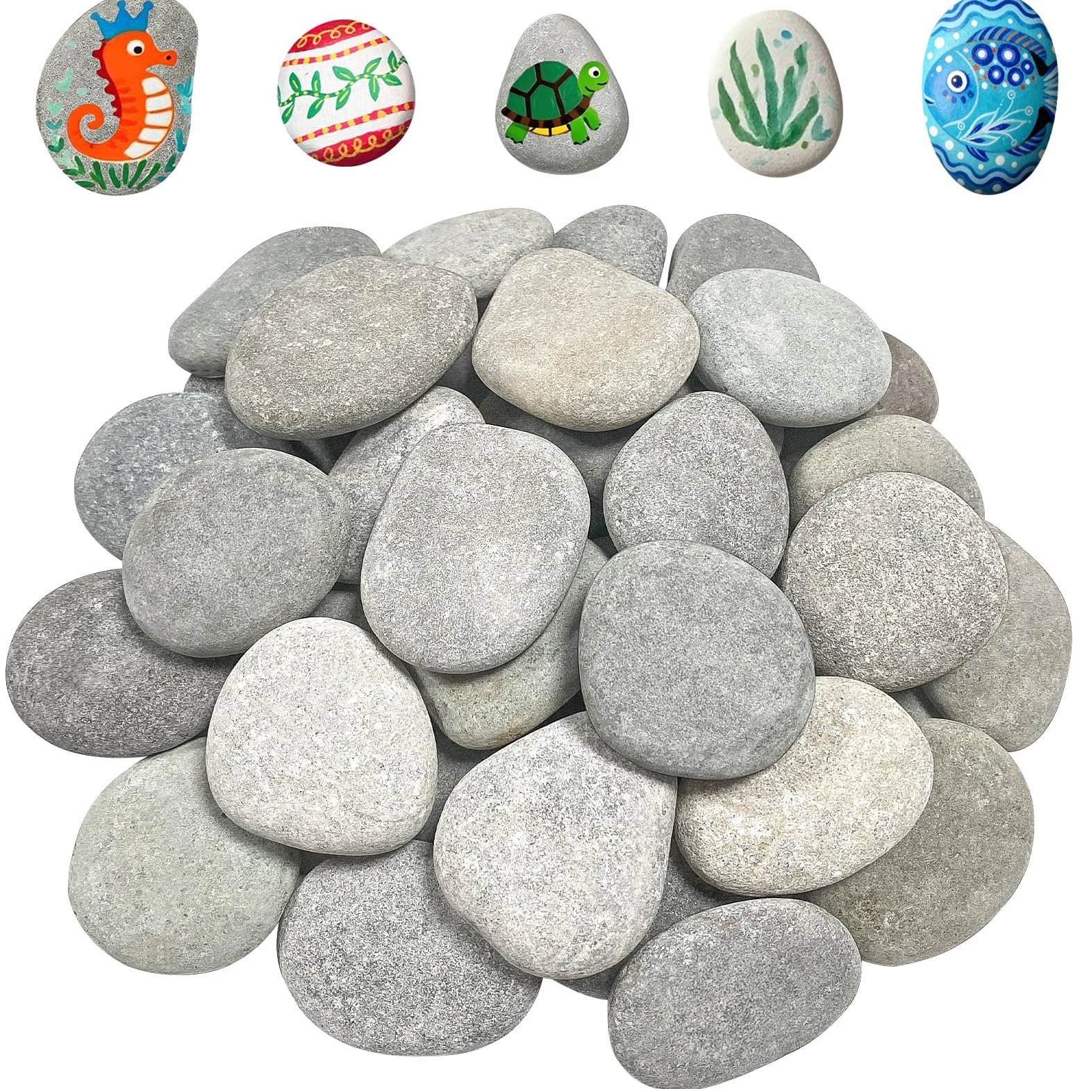 Galets Plats à Peindre 4-6 cm, Cailloux pour Peinture DIY, Rocher à Peindre pour Aquariums et Pots de Fleurs (Gris)