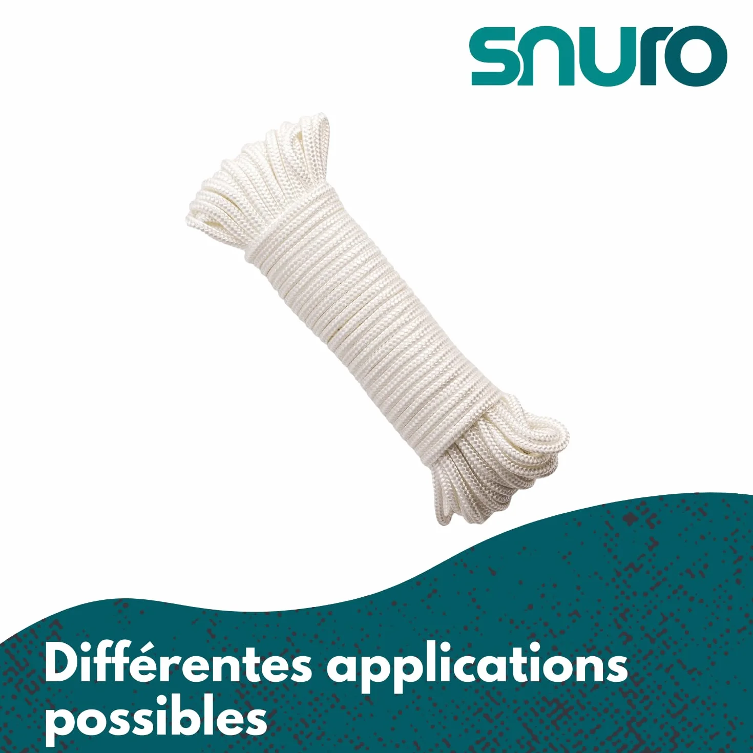 Corde Nylon Tressée (4 mm, 20 m) - Corde en Polyamide Blanc Solide Résistante à l'usure - Paracorde Solide - Résistance à la Rupture 275kg