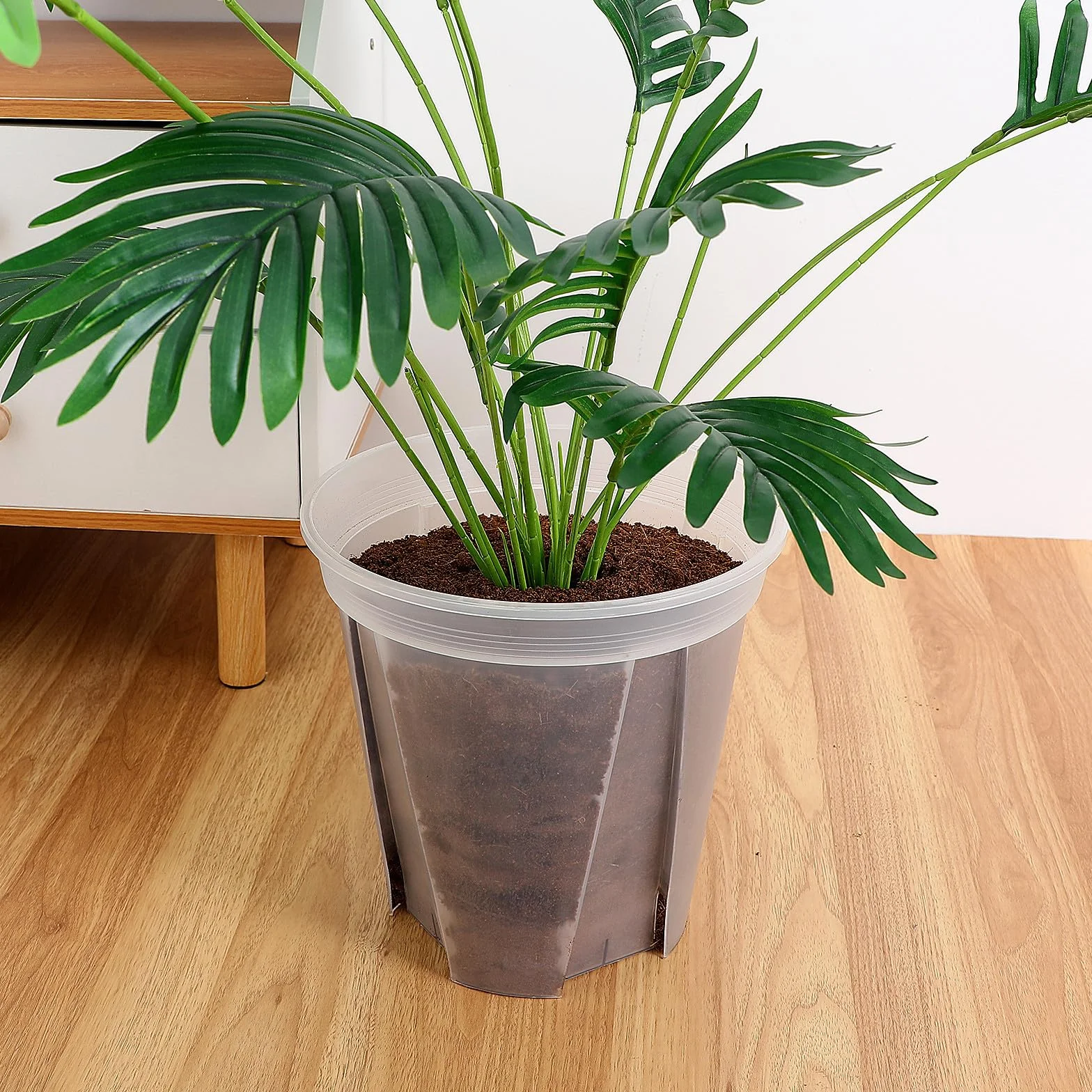 SEWACC Lot de 2 Pots de Pépinière Transparents 24 cm avec Trous de Drainage pour Succulentes Cactus Orchidées