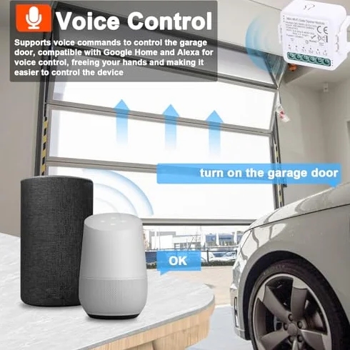 Garosa Ouvre-porte de Garage WiFi Intelligent QS-WIFI-S10-C03 Commande Vocale Fonction Planification Application Mobile Contrôle à Distance pour Maison Connectée