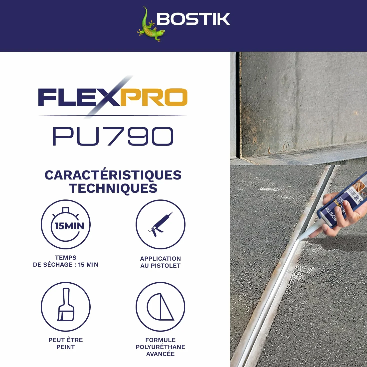 Bostik Colle Flexpro PU 790 Blanc – Mastic Colle et Jointe Multi-Usages – Tous Matériaux – Intérieur/Extérieur et Milieux Humides – Formule Polyuréthane Haute Performance – 300 ml