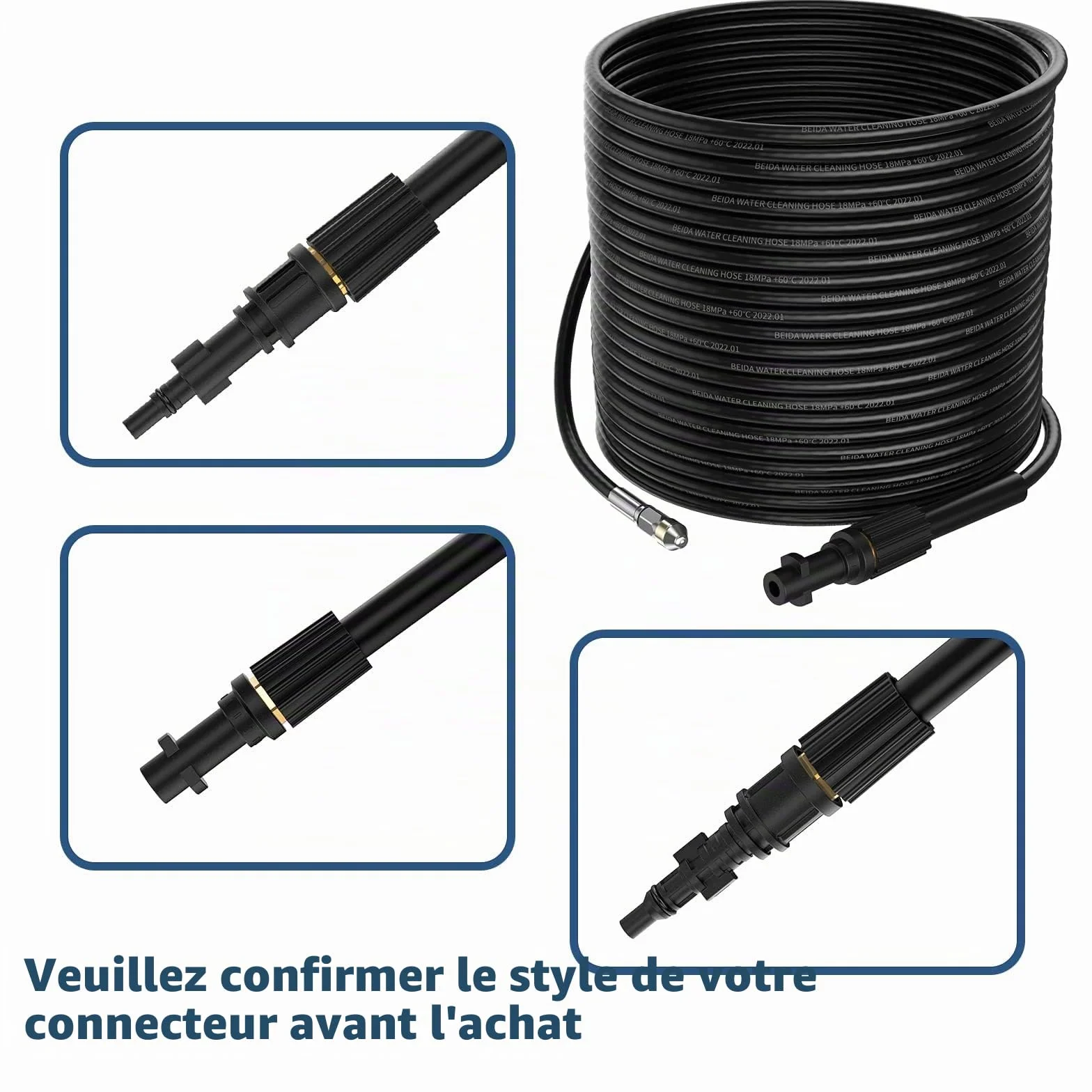Tuyau Déboucheur Canalisation 15M 180Bar Kärcher K2-K7 HD HDs avec Buse Jet Rotatif Adaptateurs Lavor Parkside Bosch