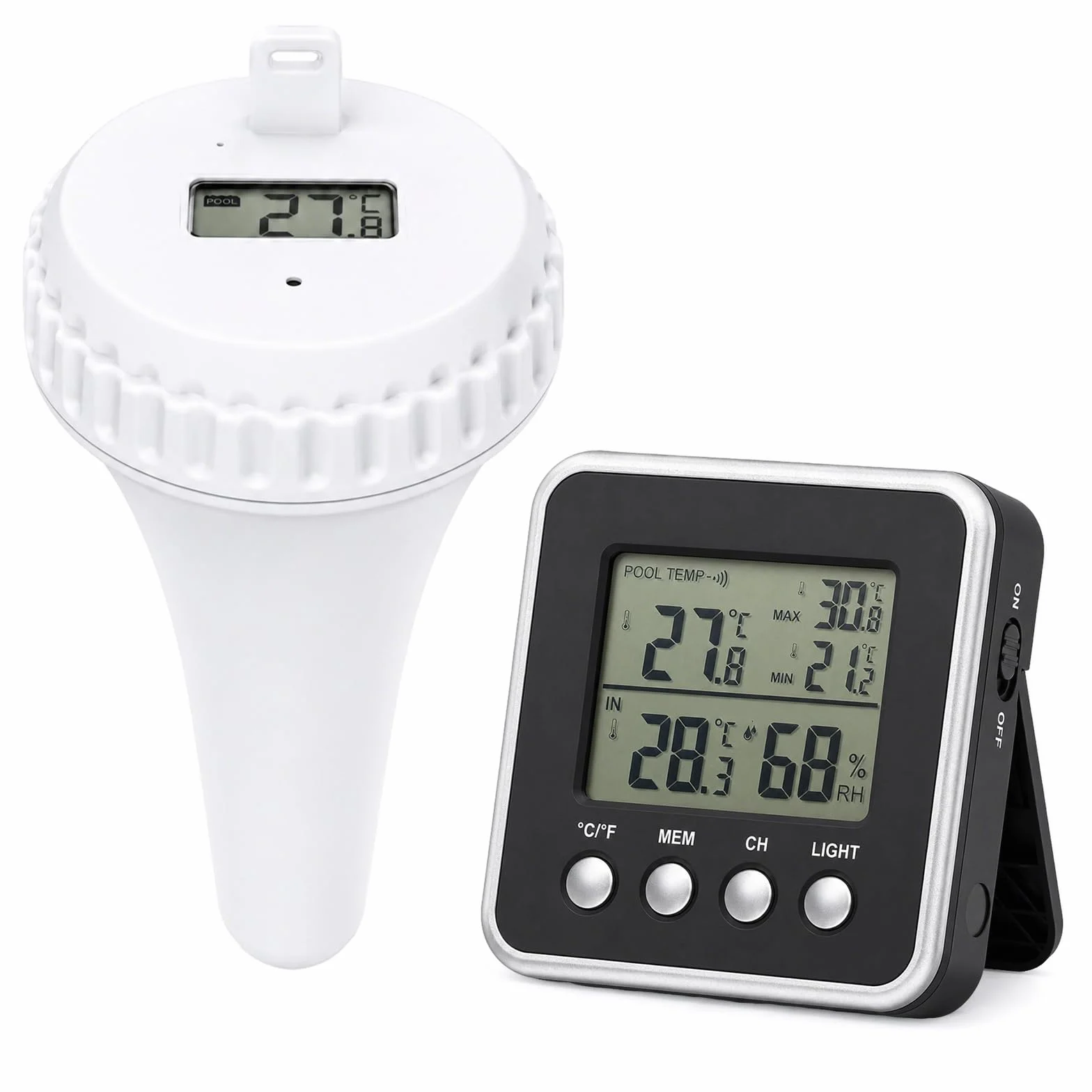 Thermomètre de Piscine Sans Fil IPX8 150m Capteur Flottant Écran Rétroéclairé