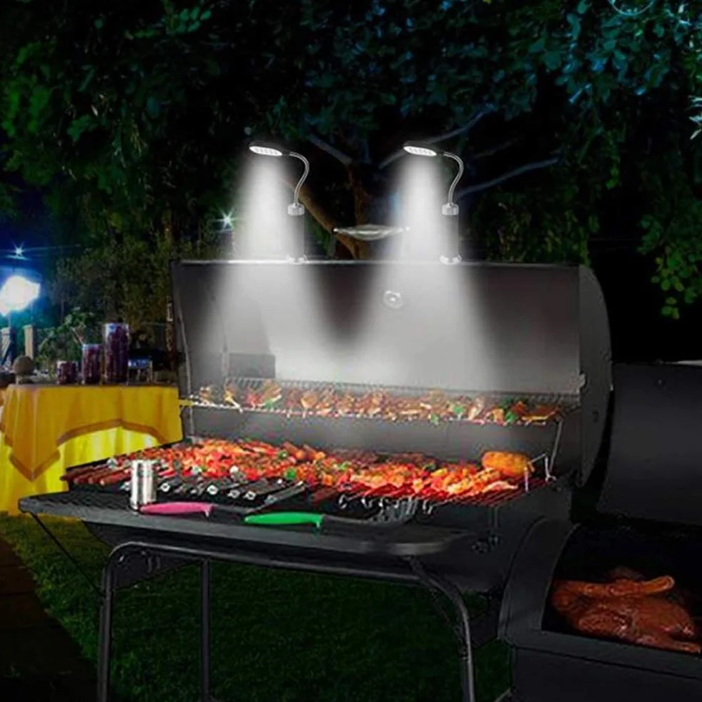 Lampe de Barbecue LED 15 LED Flexible Col de Cygne 360° avec Accessoires de Fumeur
