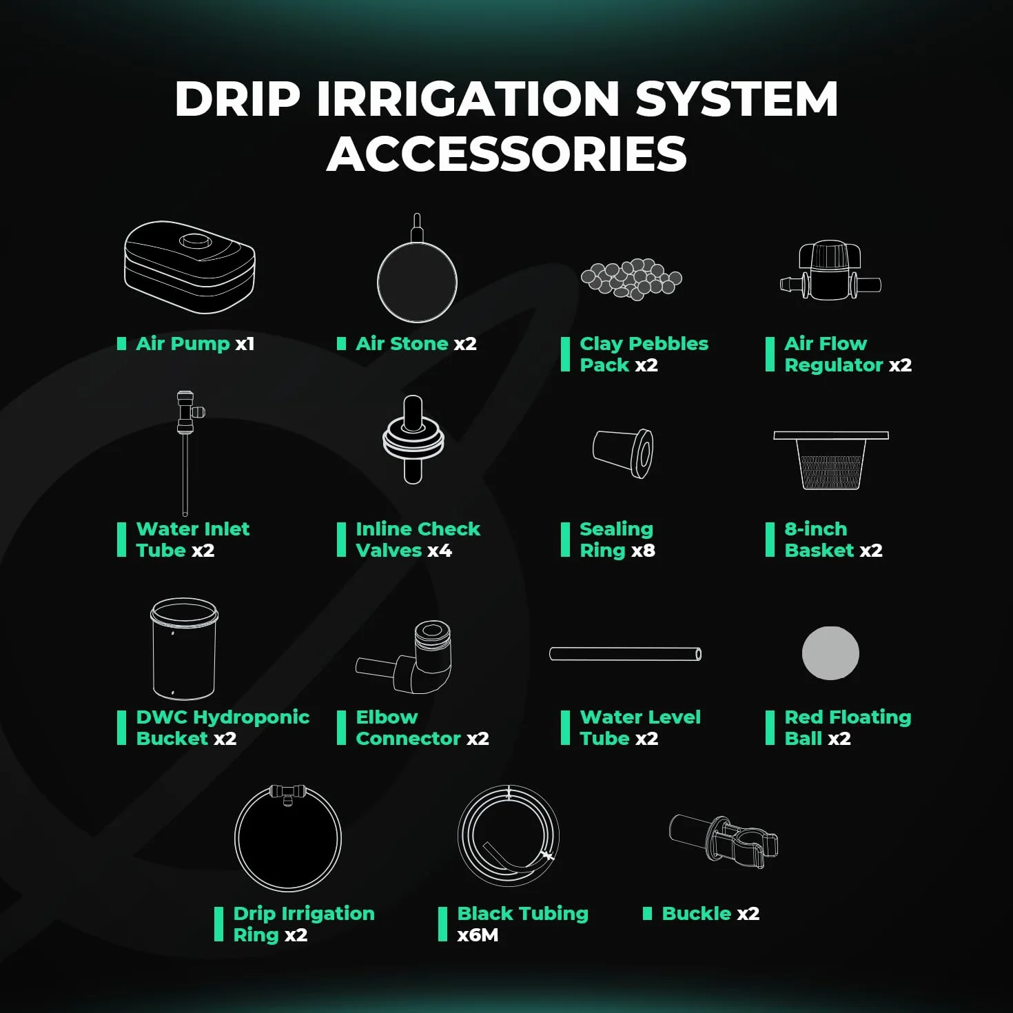 Mars Hydro Système de Culture Hydroponique DWC 5 Gallons Pompe à Air 8W Kit 2 Seaux