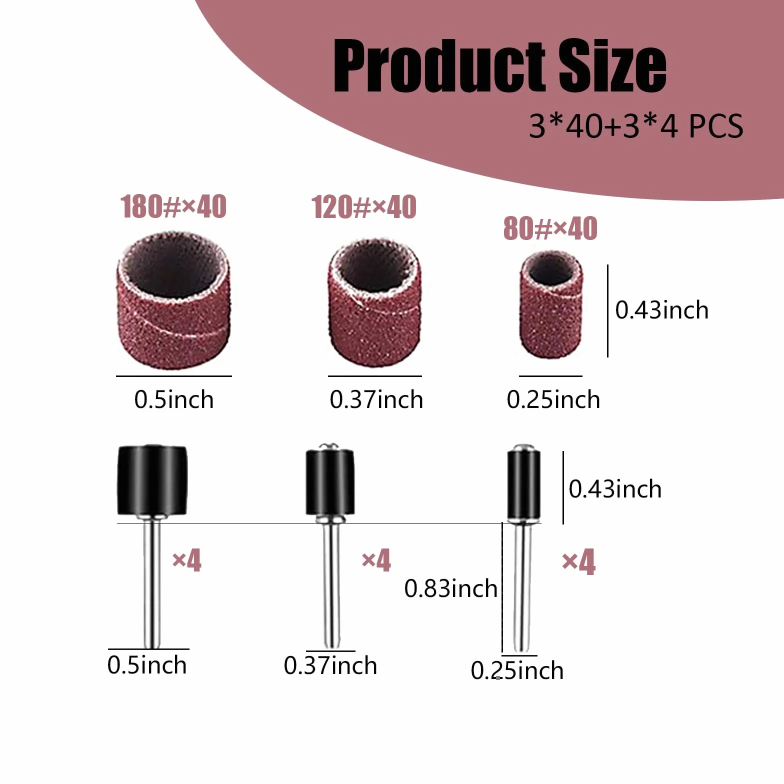 132 Pièces Tambour de Ponçage, Comprenant 120 Pièces Bandes de Ponçage et 12 Pièces Tambour Mandrin pour Polissage, Lissage et Finition pour Dremel Outils Rotatifs