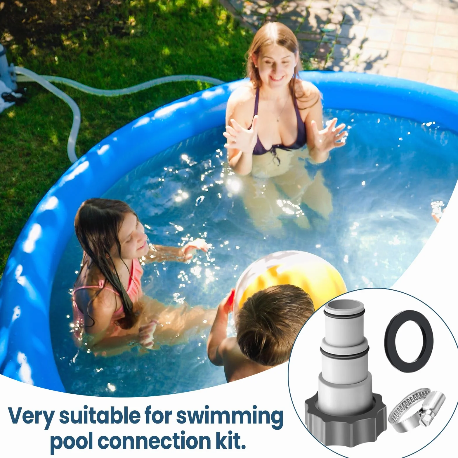 Adaptateur Tuyau Piscine 32/38 mm Étanche Anticorrosion Compatible Pompe Filtre Chauffage Intex