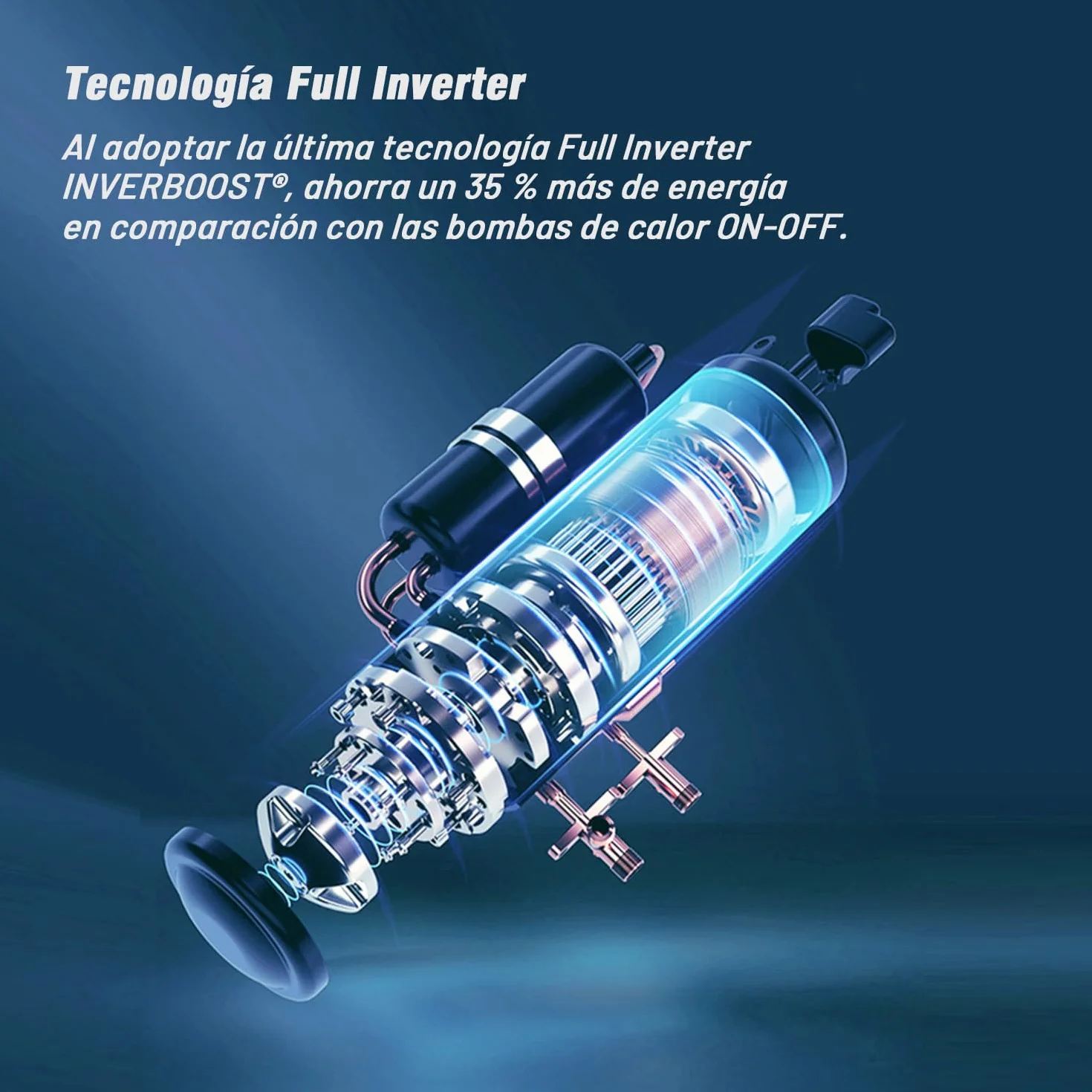 INVERBOOST Elite Pompe À Chaleur Inverter 12,5 KW, Piscines Hors Sol 60 m³, COP 16, WiFi