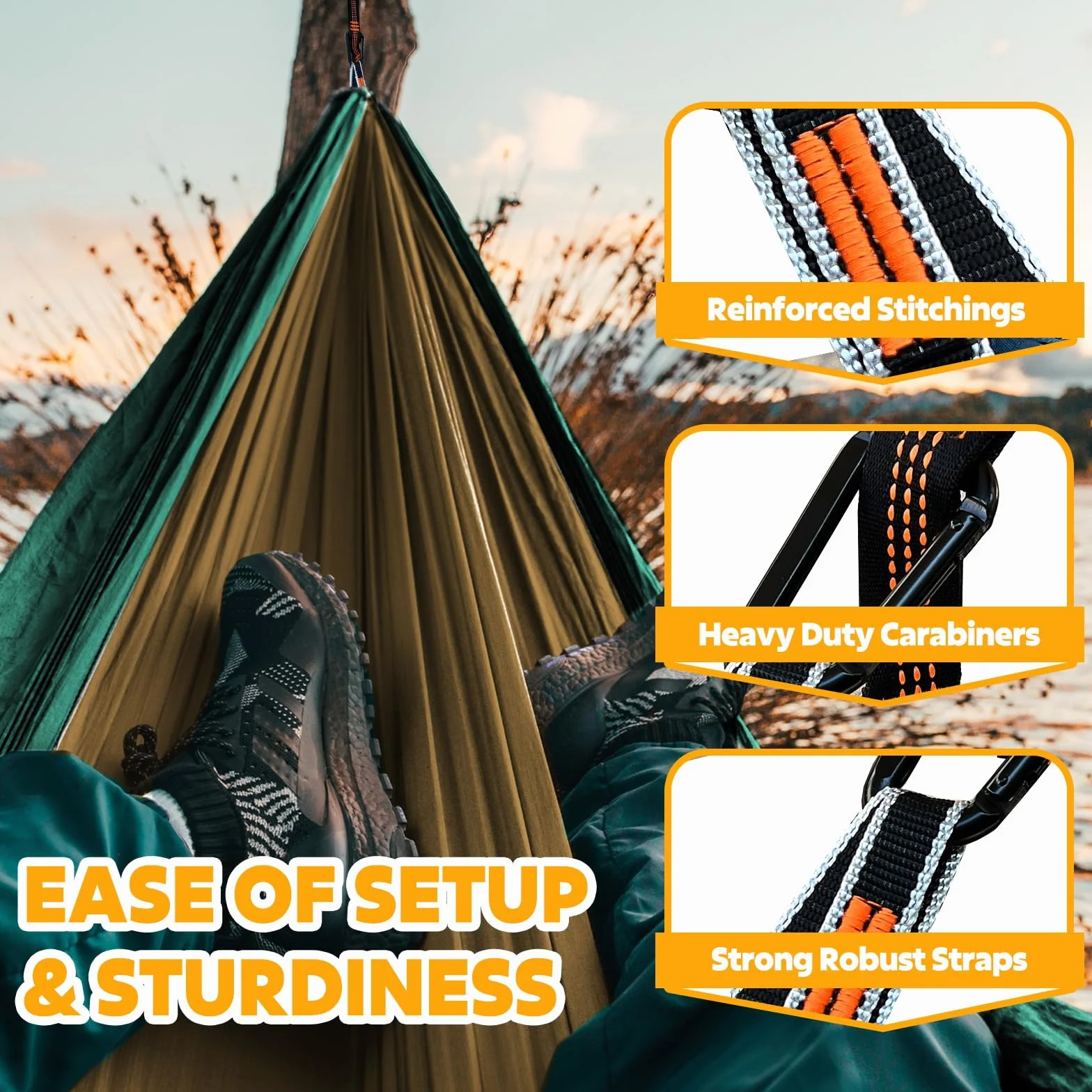 NATUREFUN Hamac Ultra-léger de Voyage Camping 300 kg Capacité de Charge 275 x 140 cm Nylon à Parachute