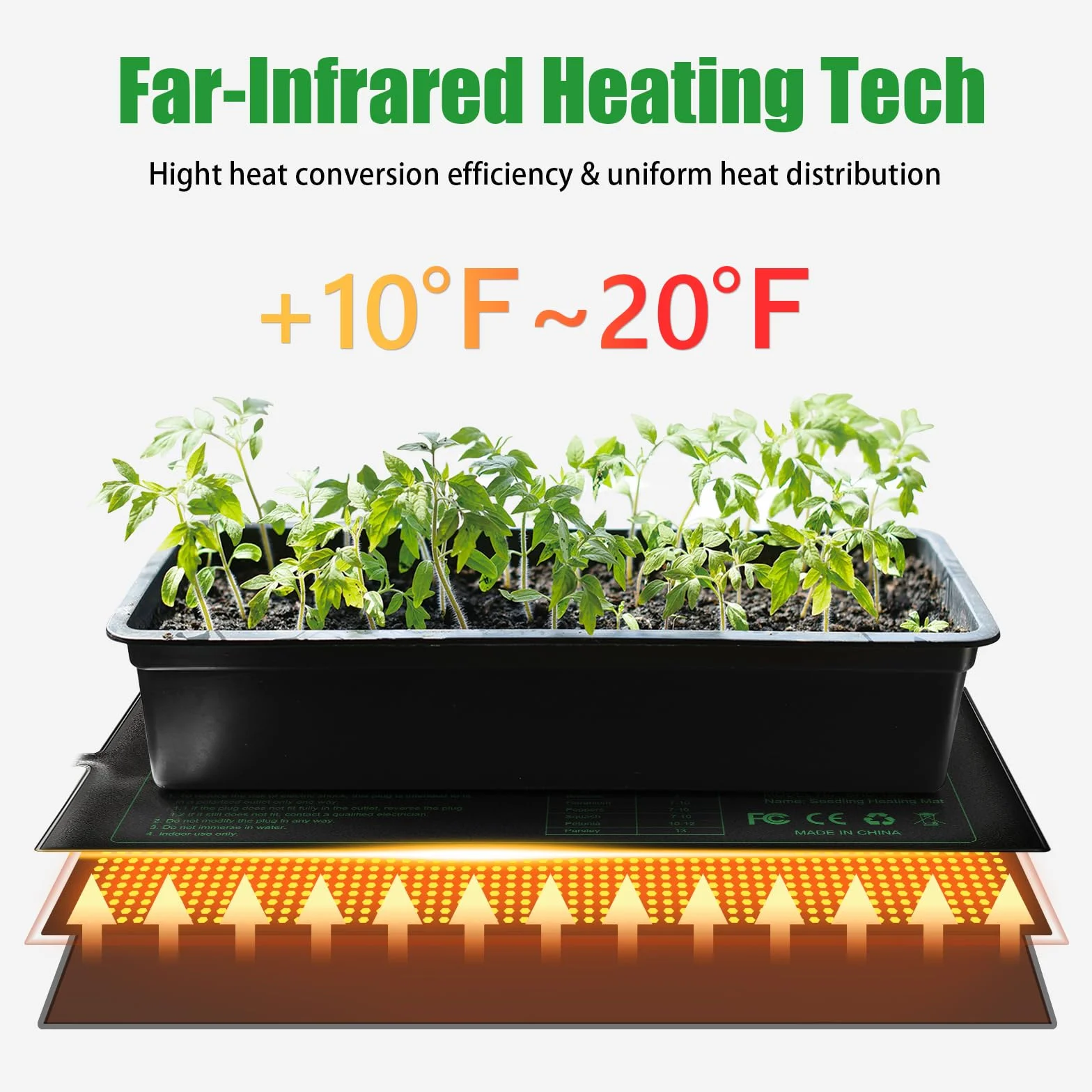 Tapis Chauffant Électronique 24x52cm Coussin Chauffage Hydroponique Imperméable pour Plantes Reptiles CE Certifié 2 Pièces