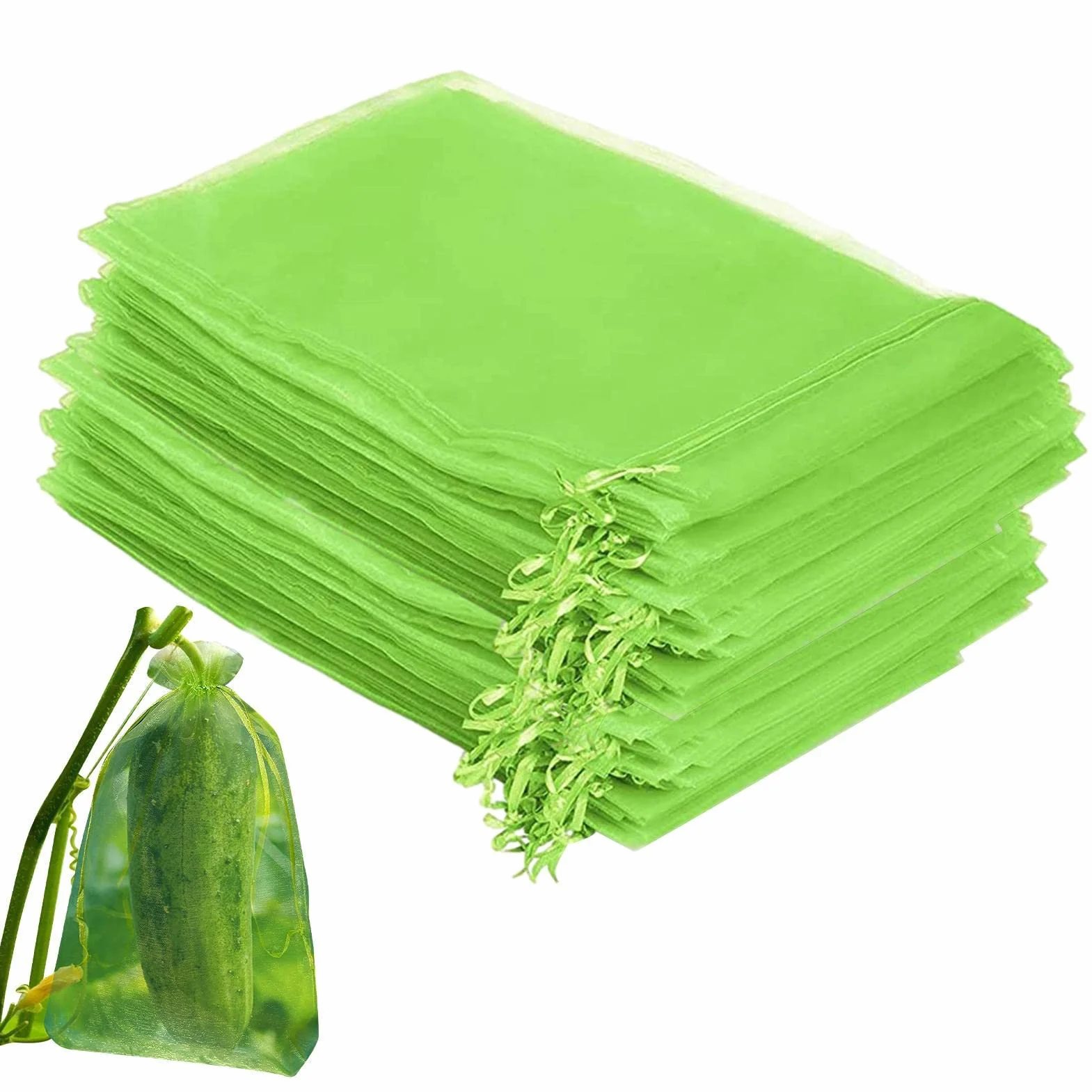 Filets Protection Fruits 100 Sacs 15x20 cm Cordon Serrage Anti-Oiseaux Guêpes Drosophile