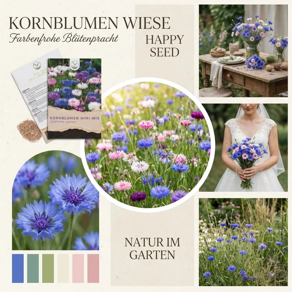 Graines de bleuets Centaurea cyanus Mini Mix 1000 graines 50 cm bac de balcon