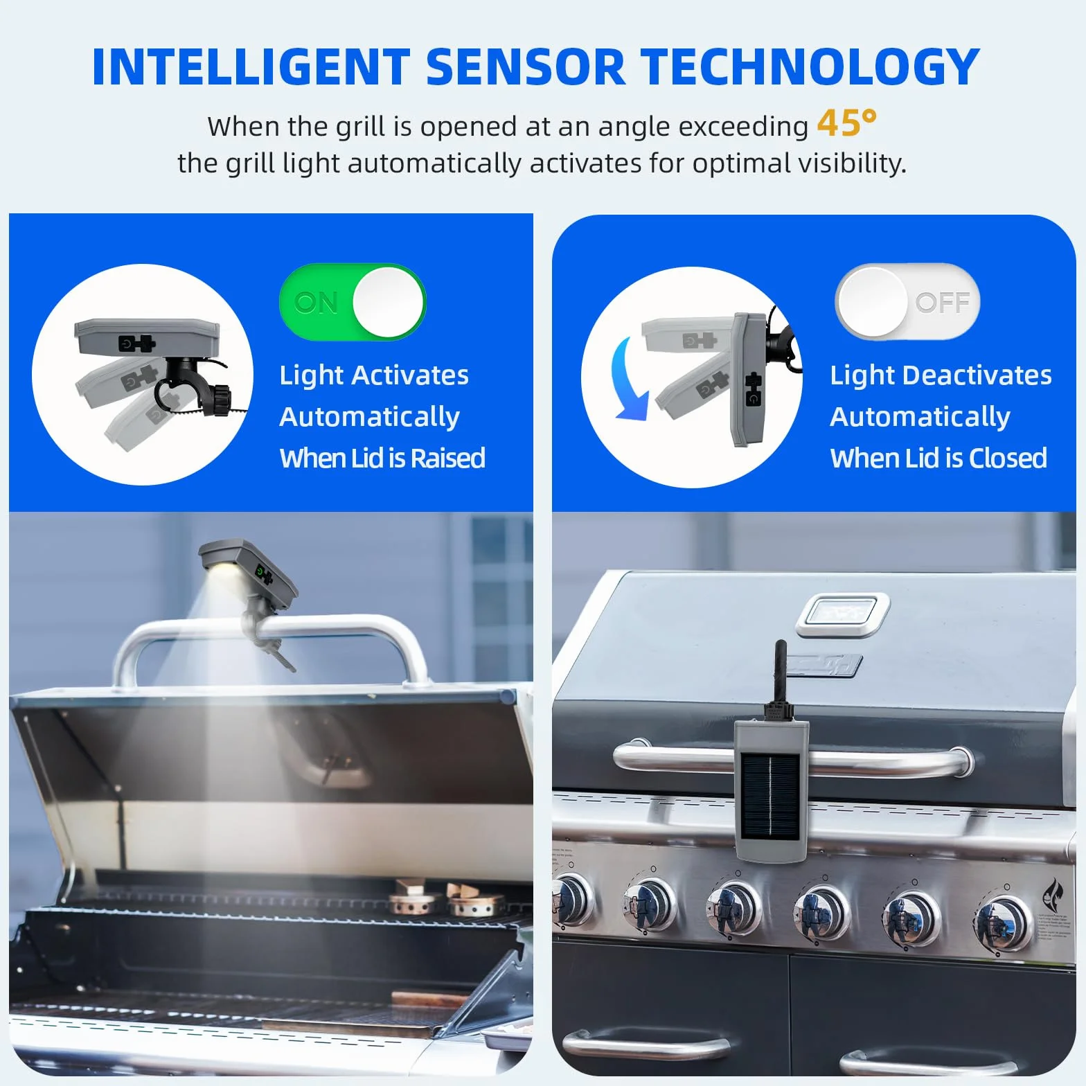 Lampe solaire barbecue Blackstone Weber Grill USB-C rechargeable solaire 360° allumage arrêt automatique