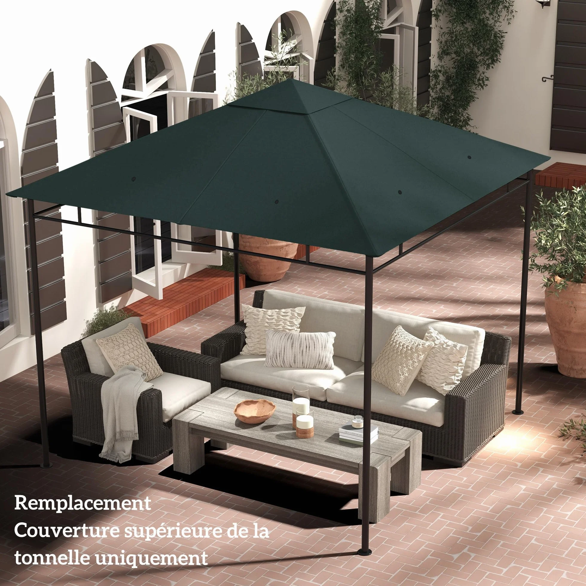 Outsunny Toile de Rechange pour Gazebo de Jardin 3x3 m Polyester 180 g/m² Anti-UV Gris