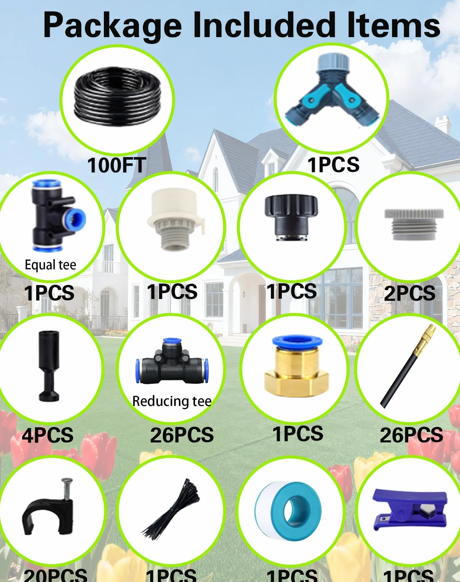 Système d'Irrigation Goutte-à-Goutte Arrosage Automatique Jardin Buse Brumisatrice Réglable 360° Tête Arroseur Rotative Haut Débit