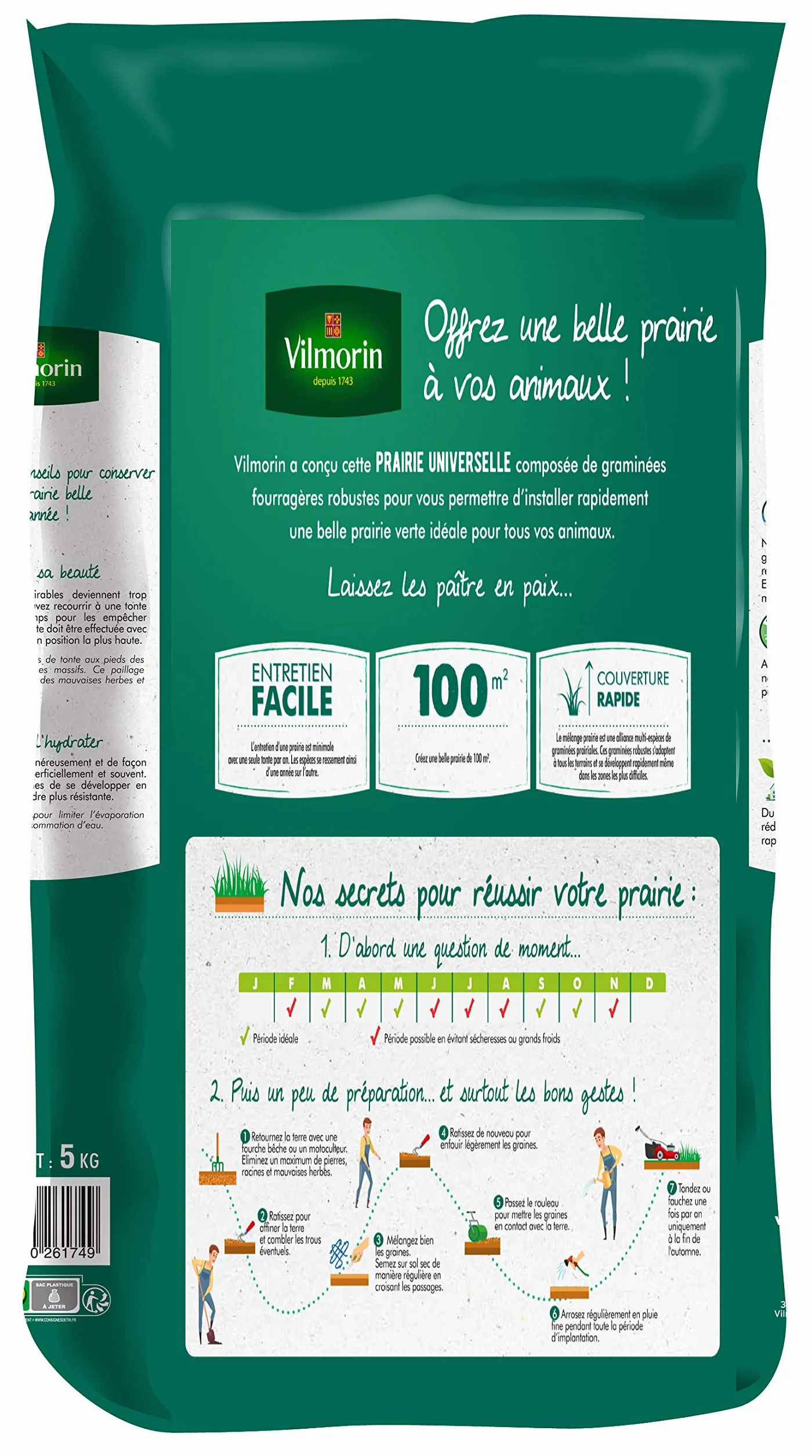 Prairie Universelle VILMORIN 5 kg 500 m² pour pâtures et grands espaces