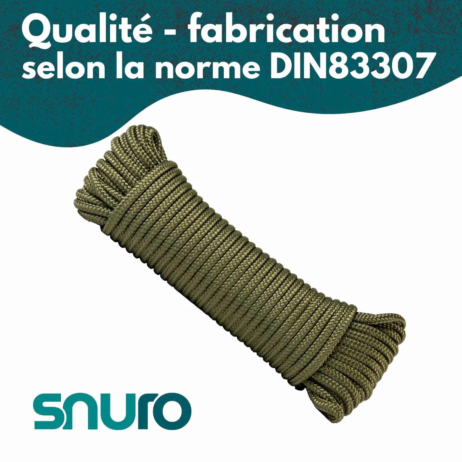 Corde Polyester (6mm, 20m, Vert Militaire) - Polyester tressé - Solide, résistant aux intempéries et Polyvalent - Charge de Rupture 602kg