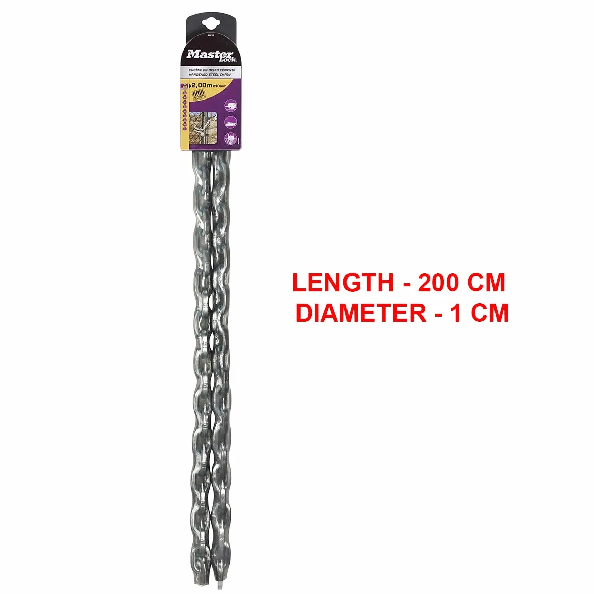 Master Lock 8021EURD Chaîne en acier cémenté, 200 cm x 1 cm