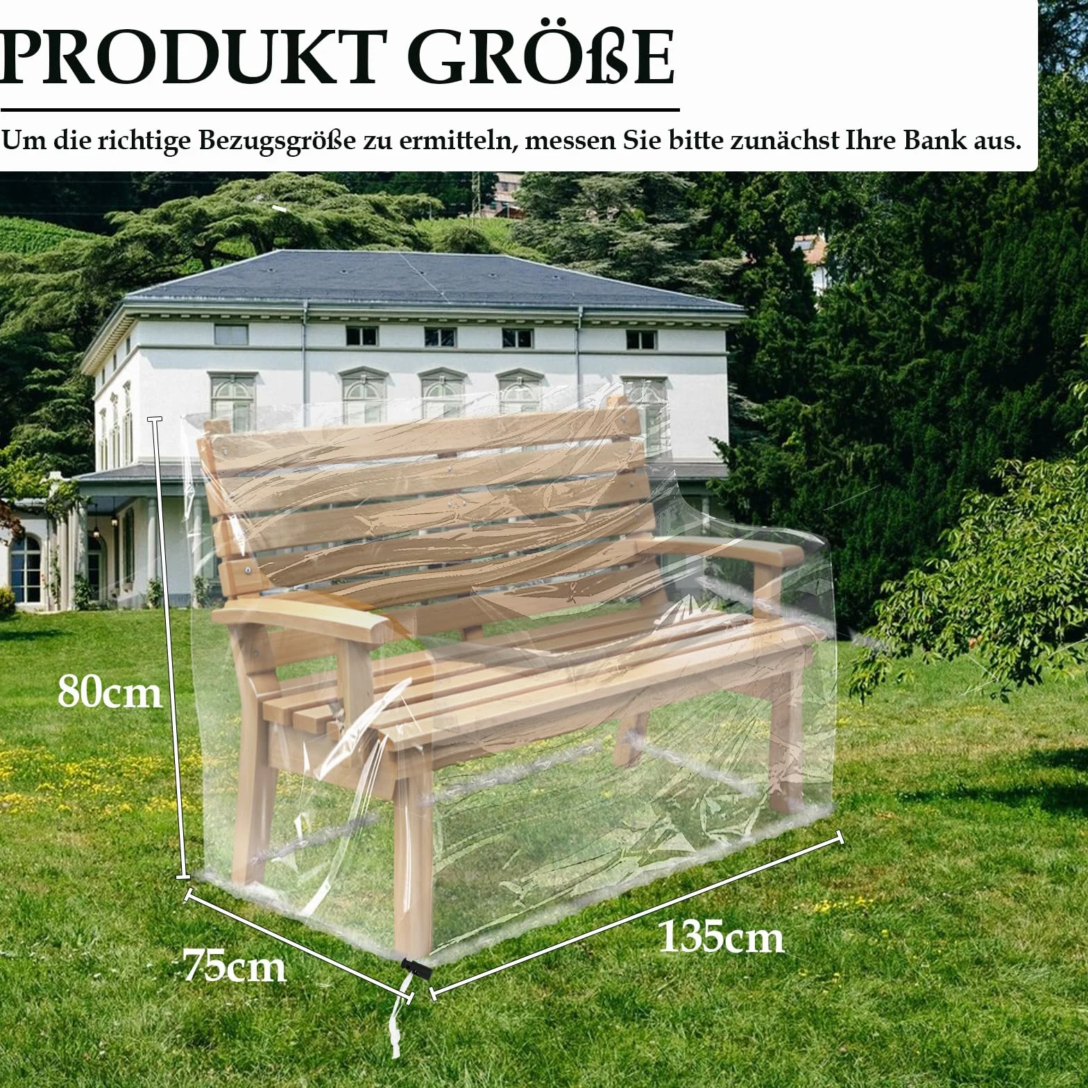 Housse de protection pour banc de jardin 2 places 135 x 80 x 75 cm Transparent